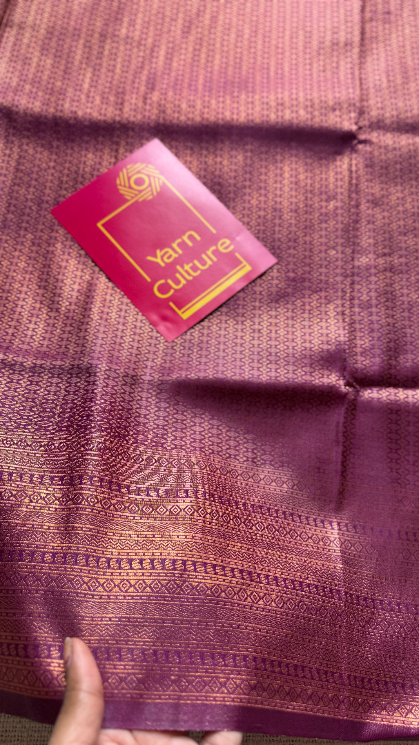 Wine, antique gold zari, semi-silk - YCDOSOCSS05
