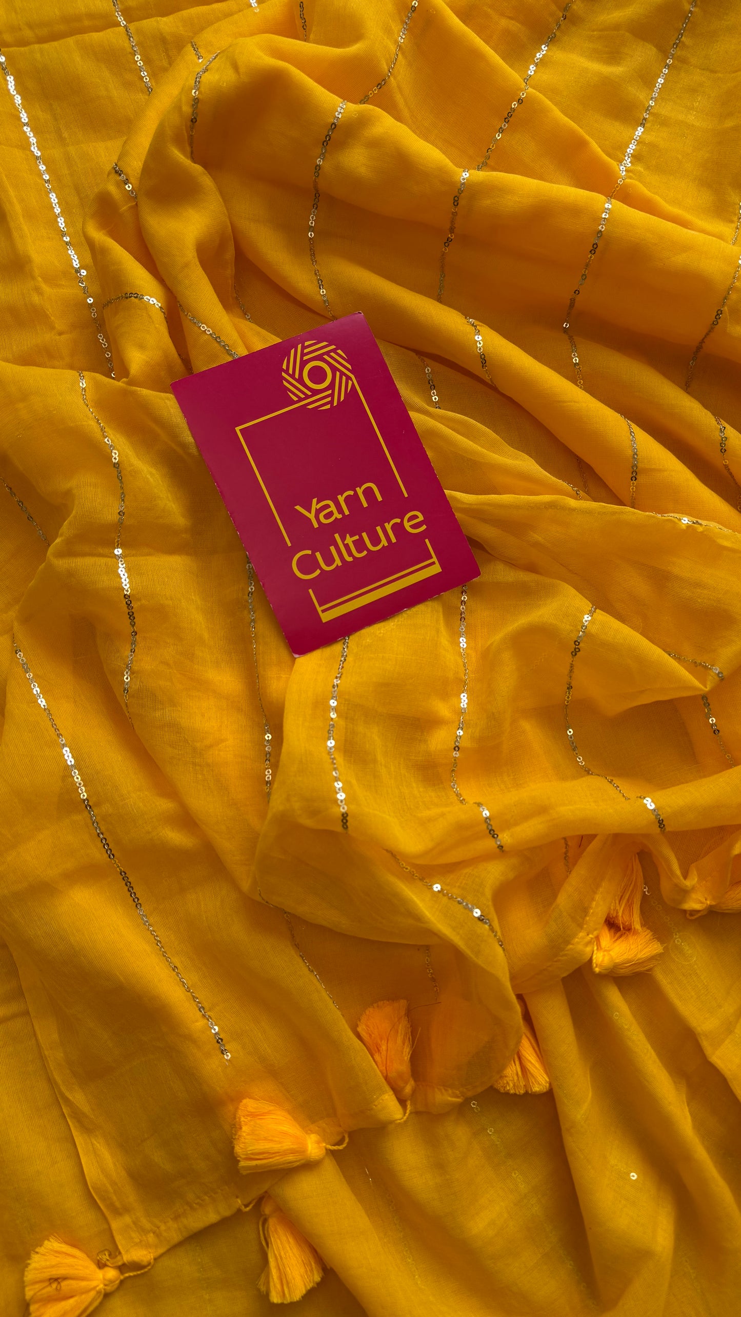 Yellow mul with silver sequins - YCBCMCLSE54