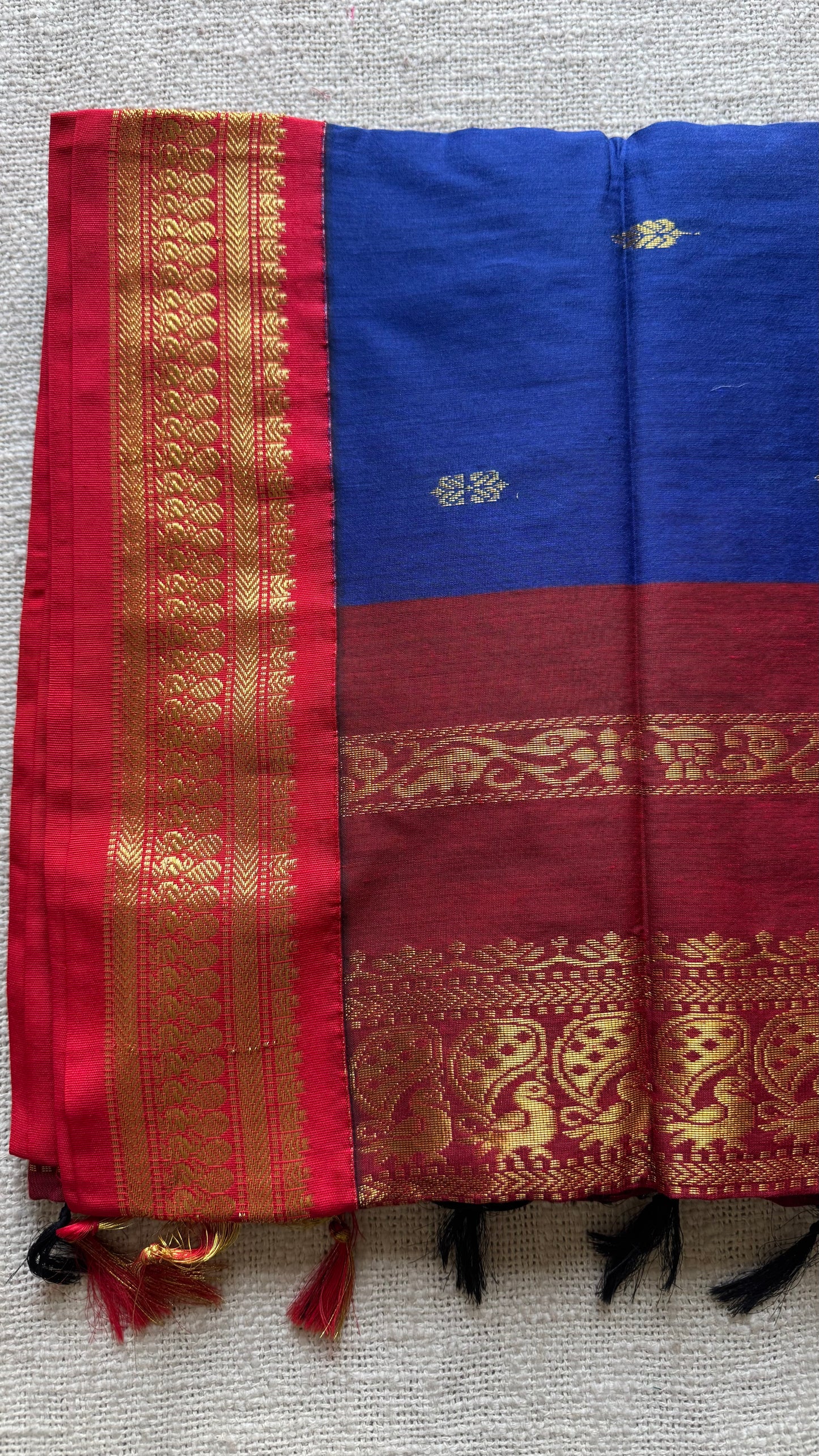 Royal blue with red, cotton silk - YCCOTNOCKCS13