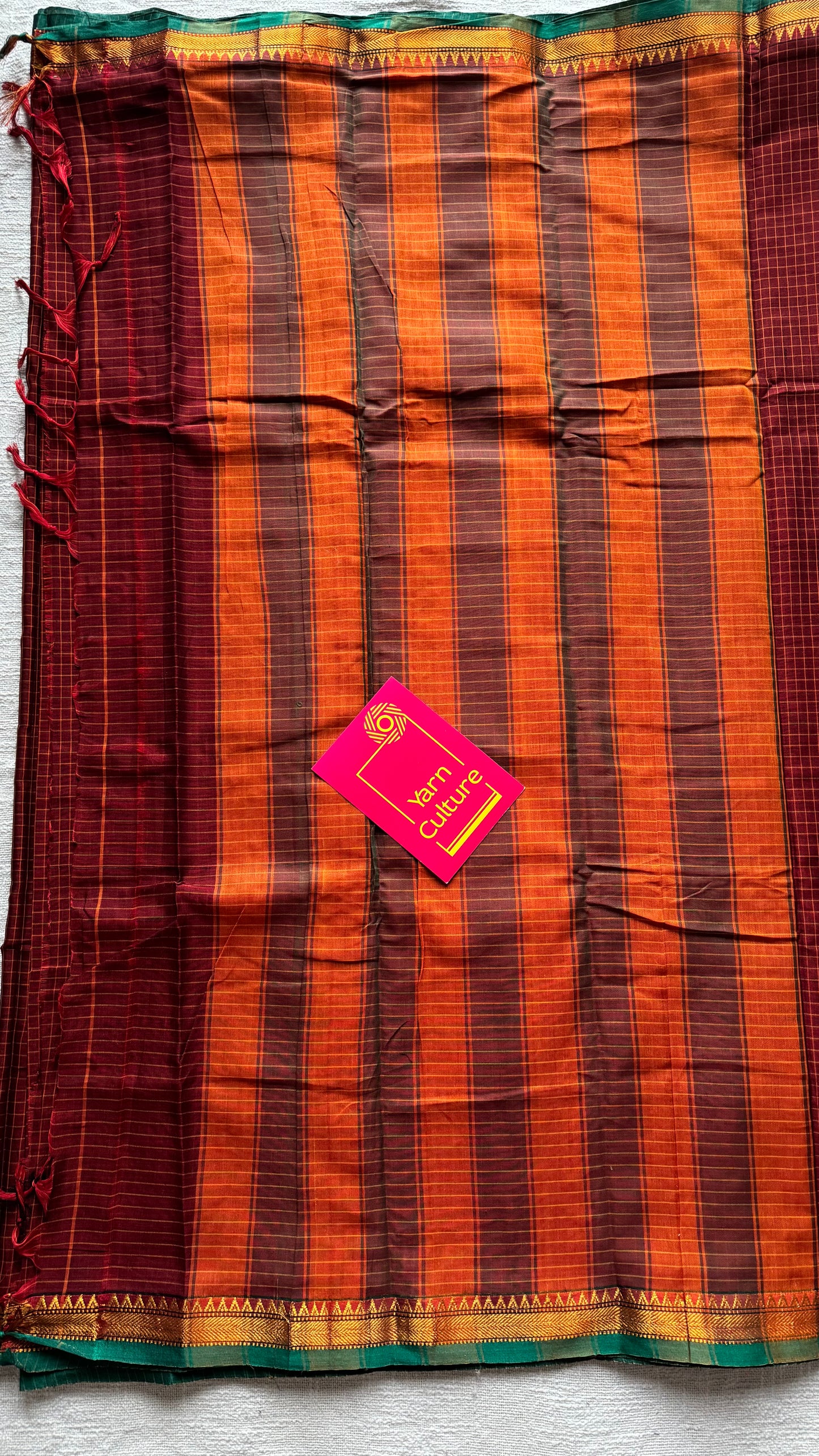 Deep maroon checks - cotton silk blend, premium narayanpet - YCWOTDNPC09