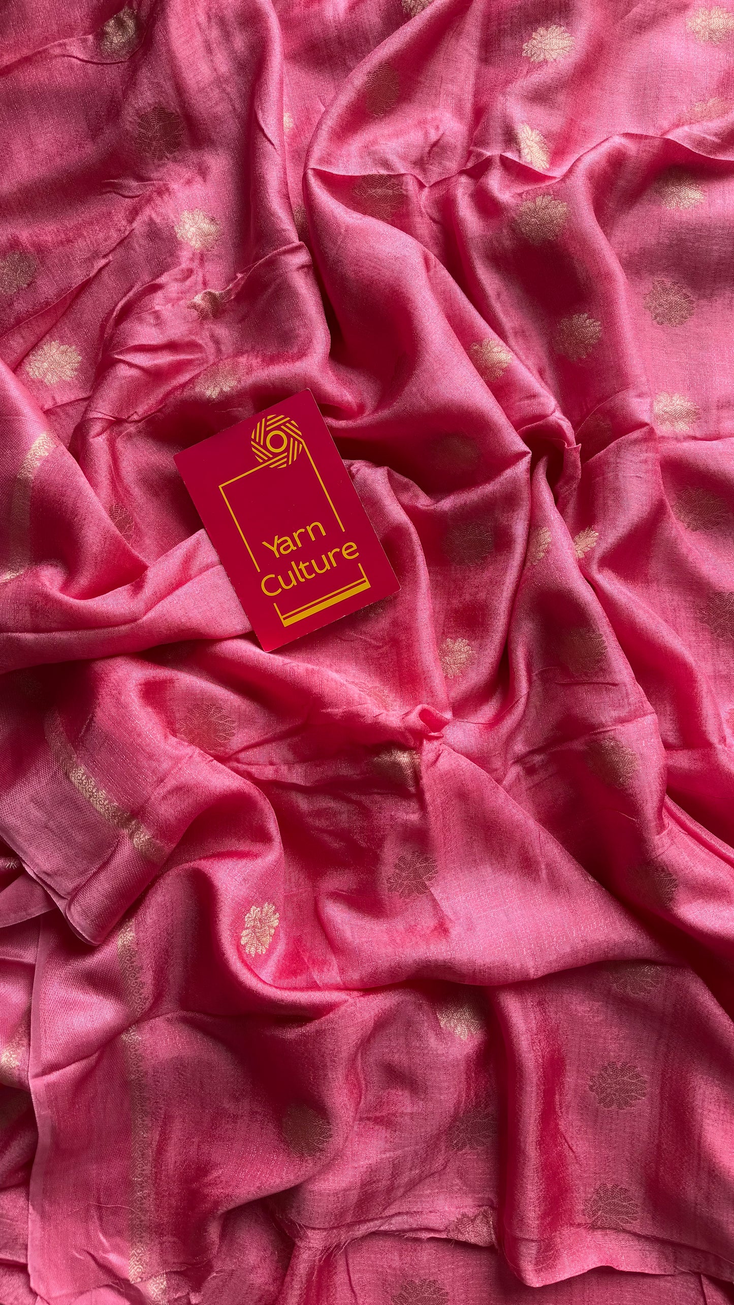 Onion pink in khadi silk, zari motifs - YCDOSFE15