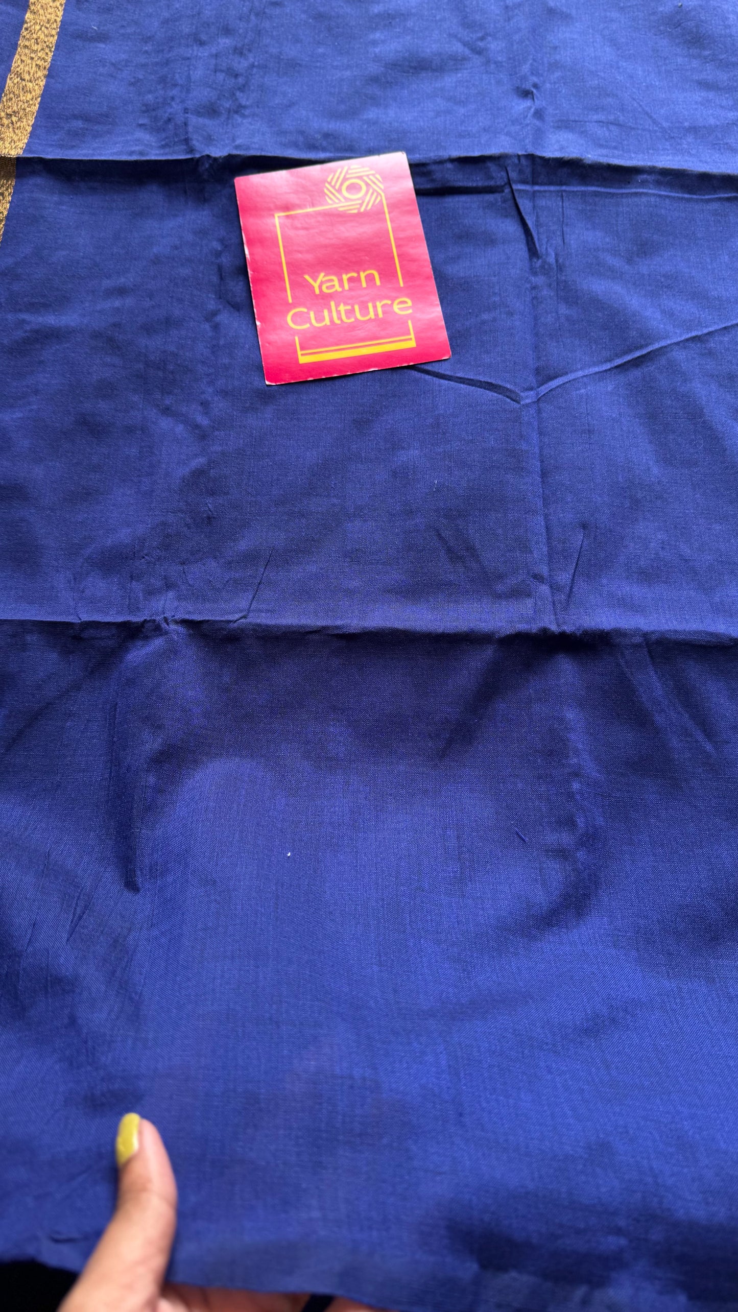 Royal blue khadi with antique gold pallu - YCBCKZPSE04