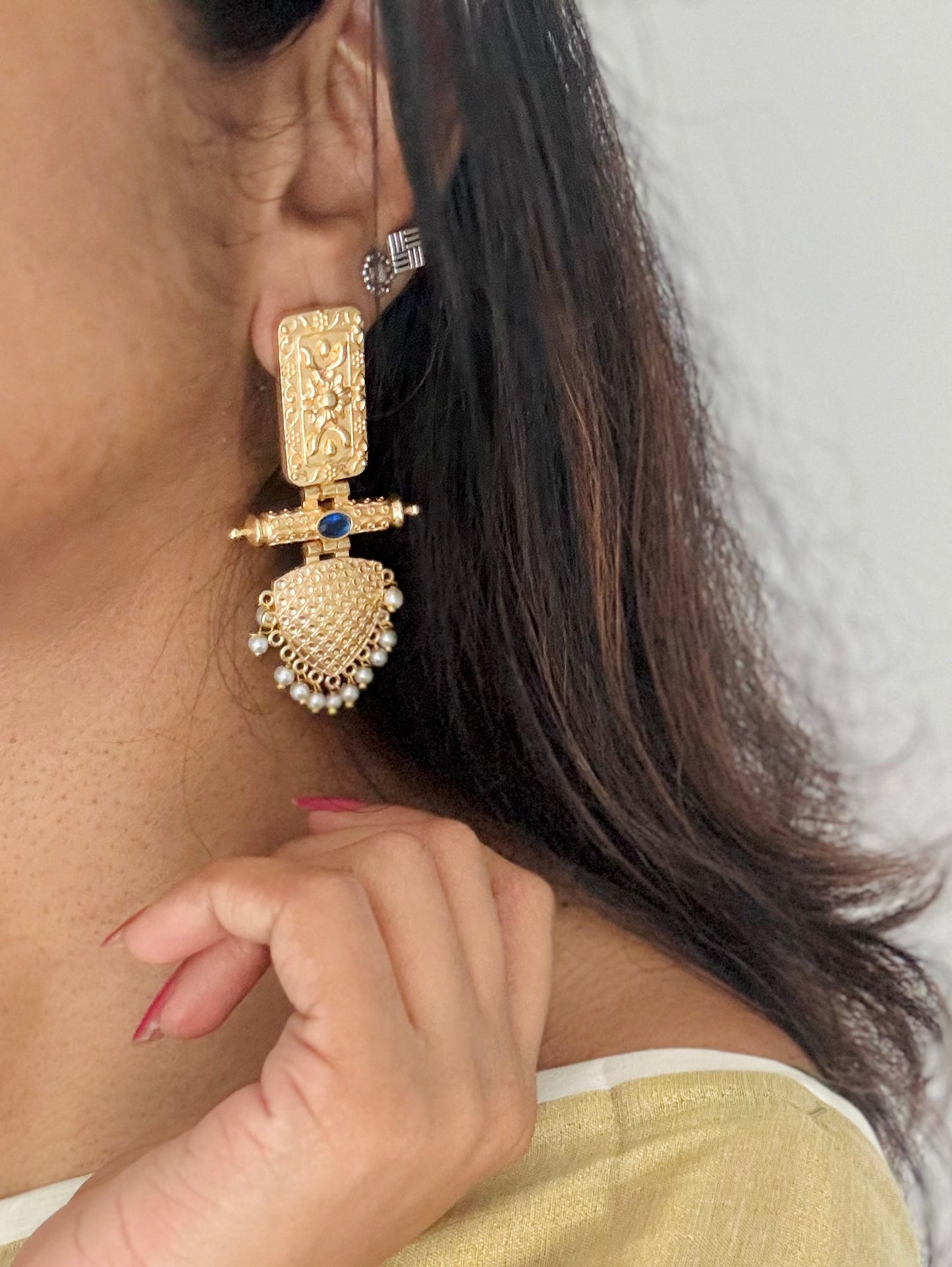 Gold plated dangler earrings, multiple colours - YCGPED176