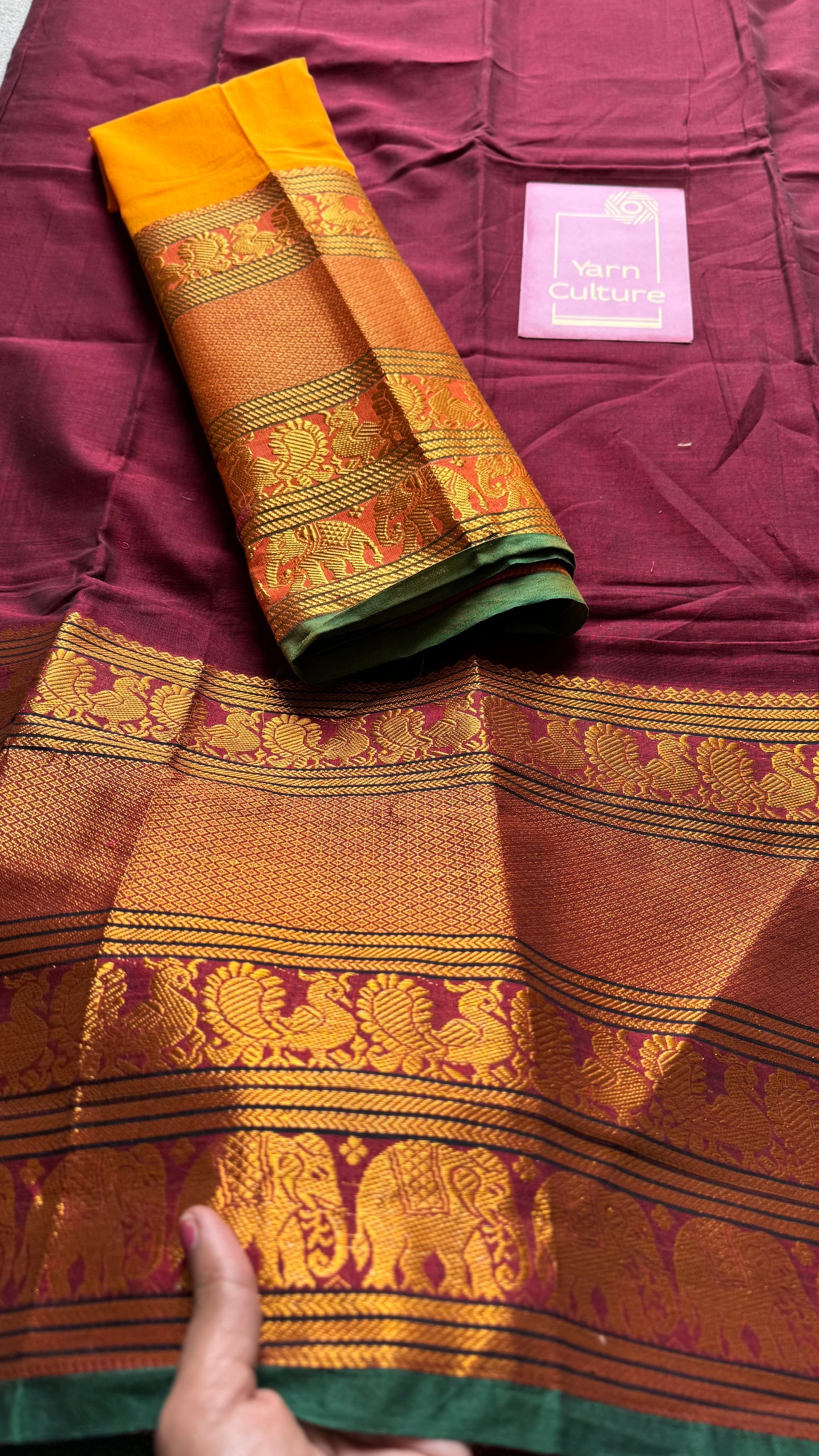 Maroon with broad zari border, premium narayanpet, soft cotton - YCWOTDFEBB09
