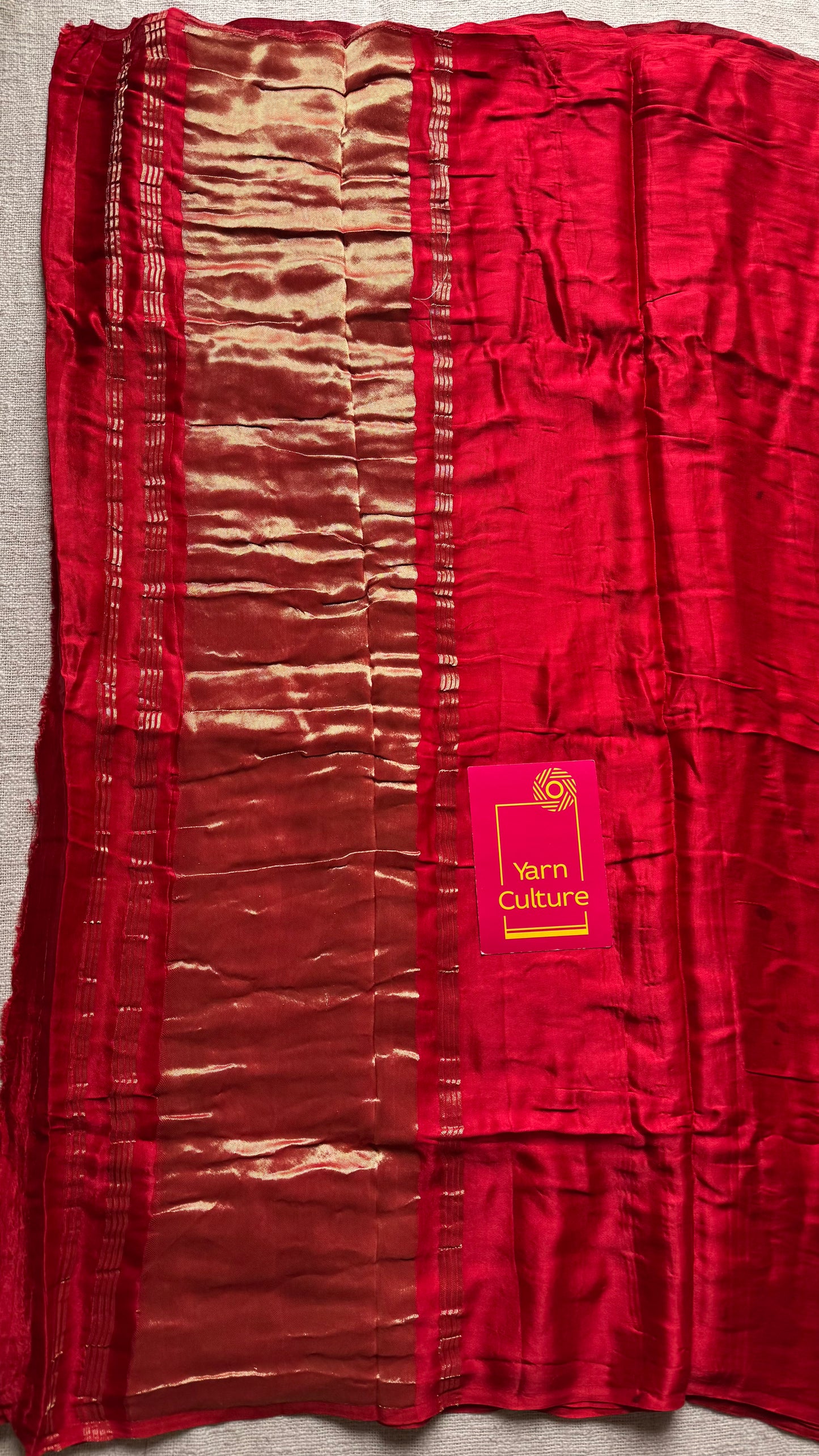 Red Modal Silk with Lagadi patta (gold pallu) - YCDESE24