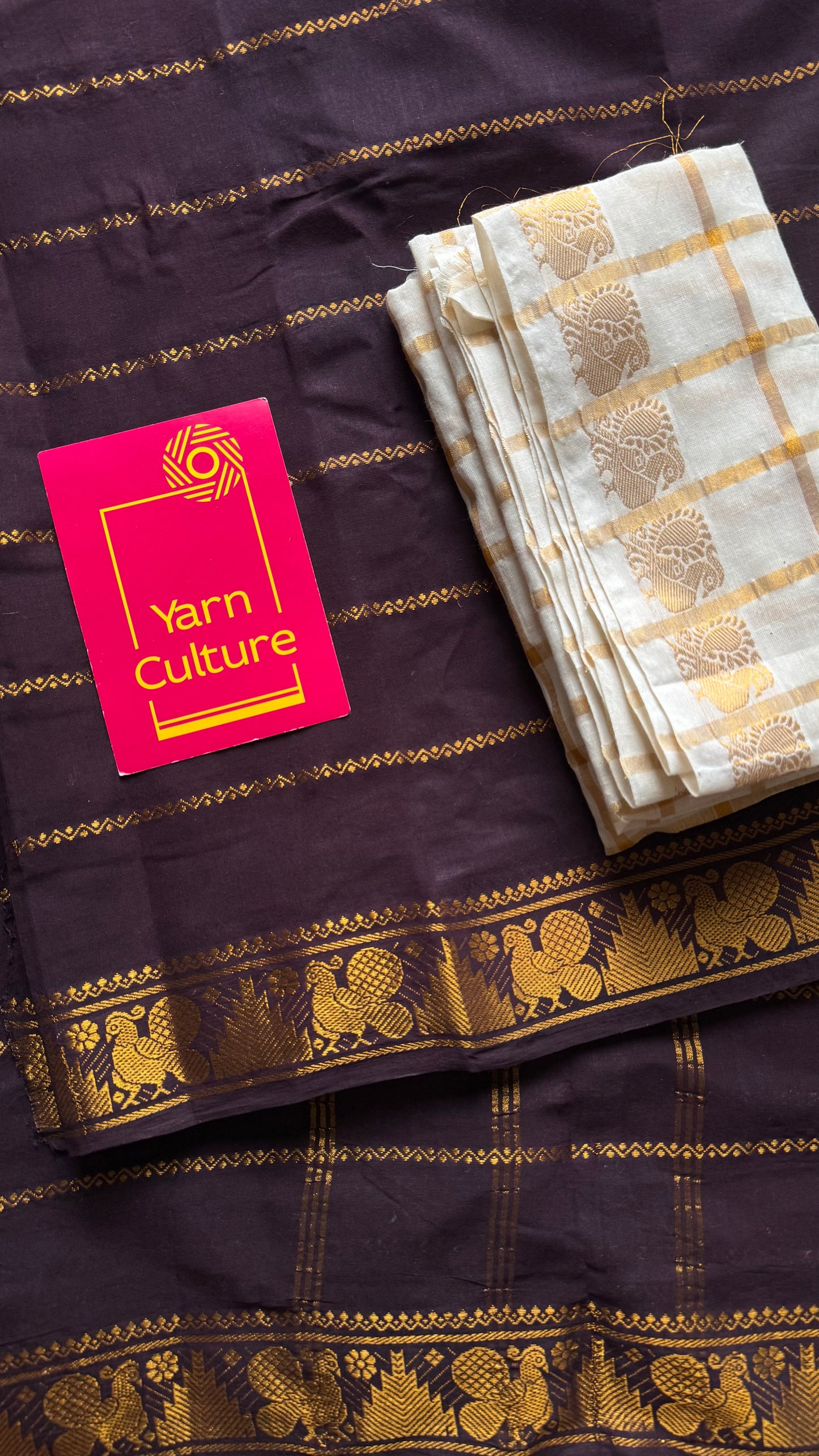 Brown veldhaari, kattuchayam dyed, madurai cotton - YCCOTNSEMS81