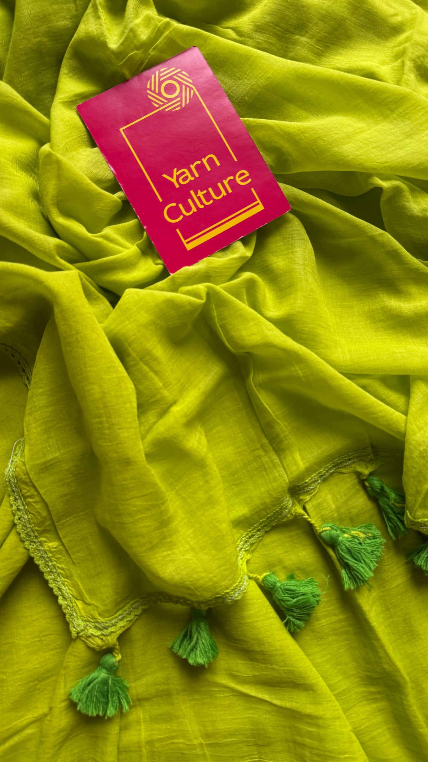 Lime green plain mul with lace border - YCBCMCLSE03