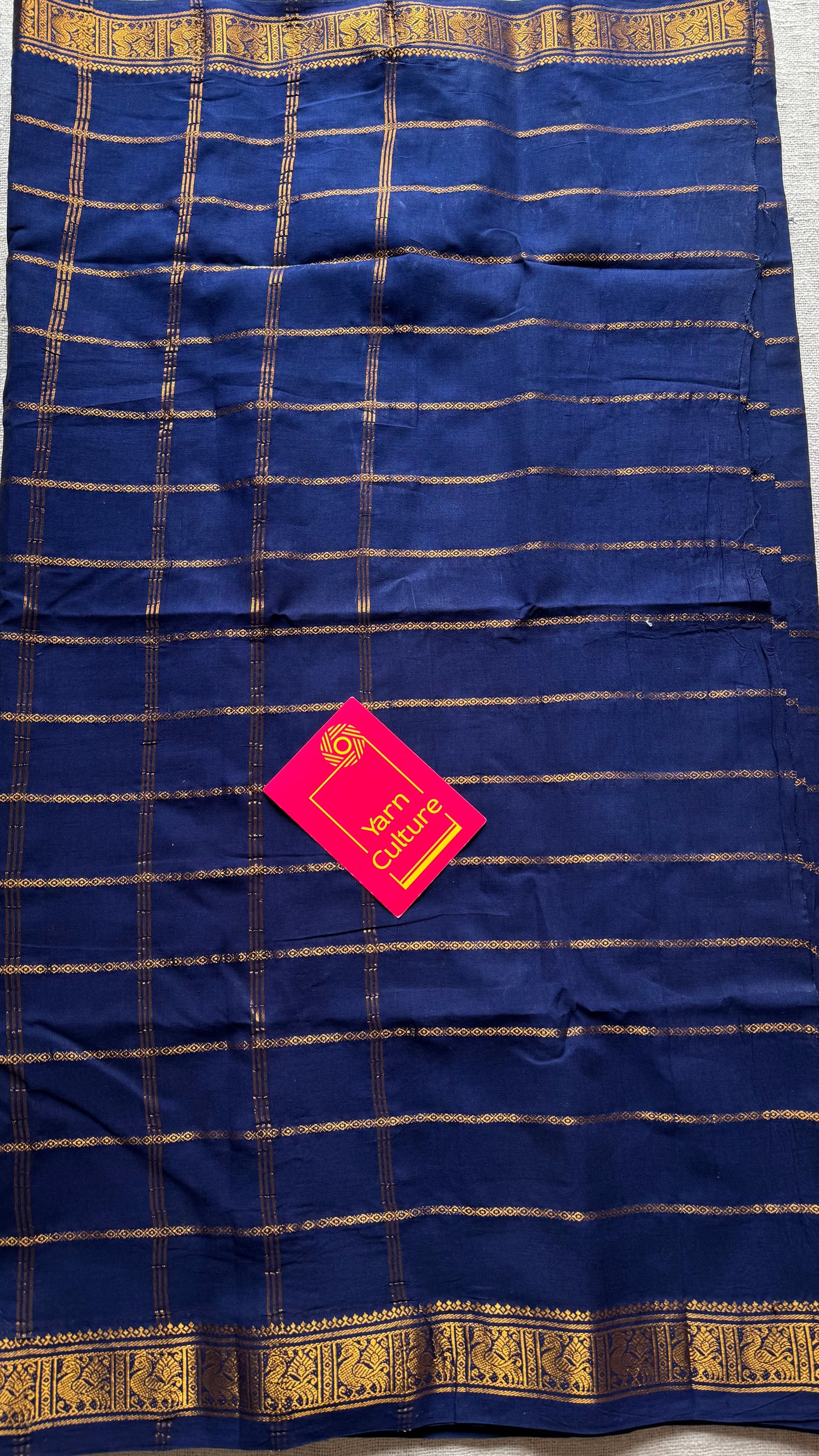 Dark blue veldhaari, kattuchayam dyed, madurai cotton - YCCOTNSEMS83