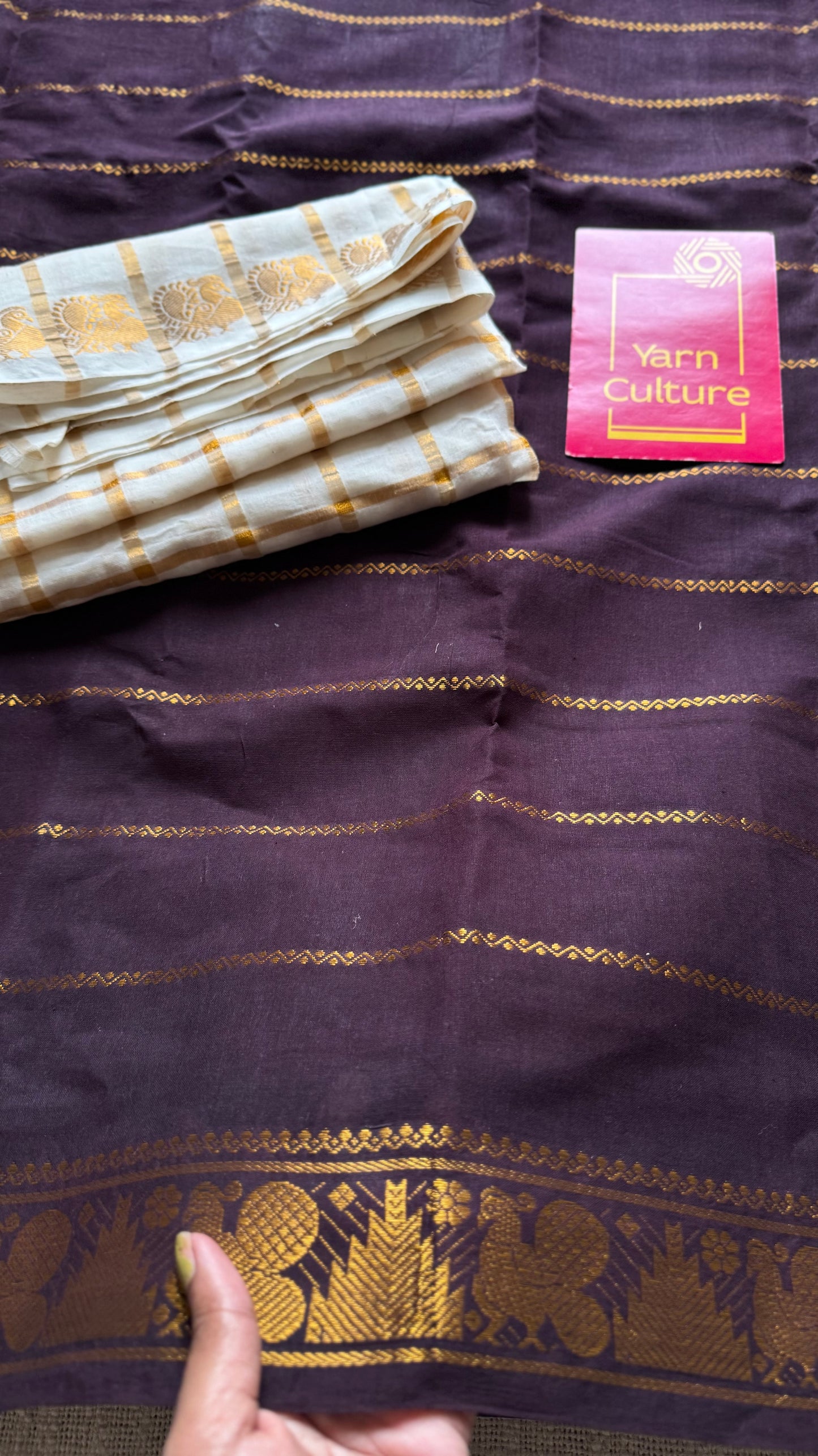 Brown veldhaari, kattuchayam dyed, madurai cotton - YCCOTNSEMS81