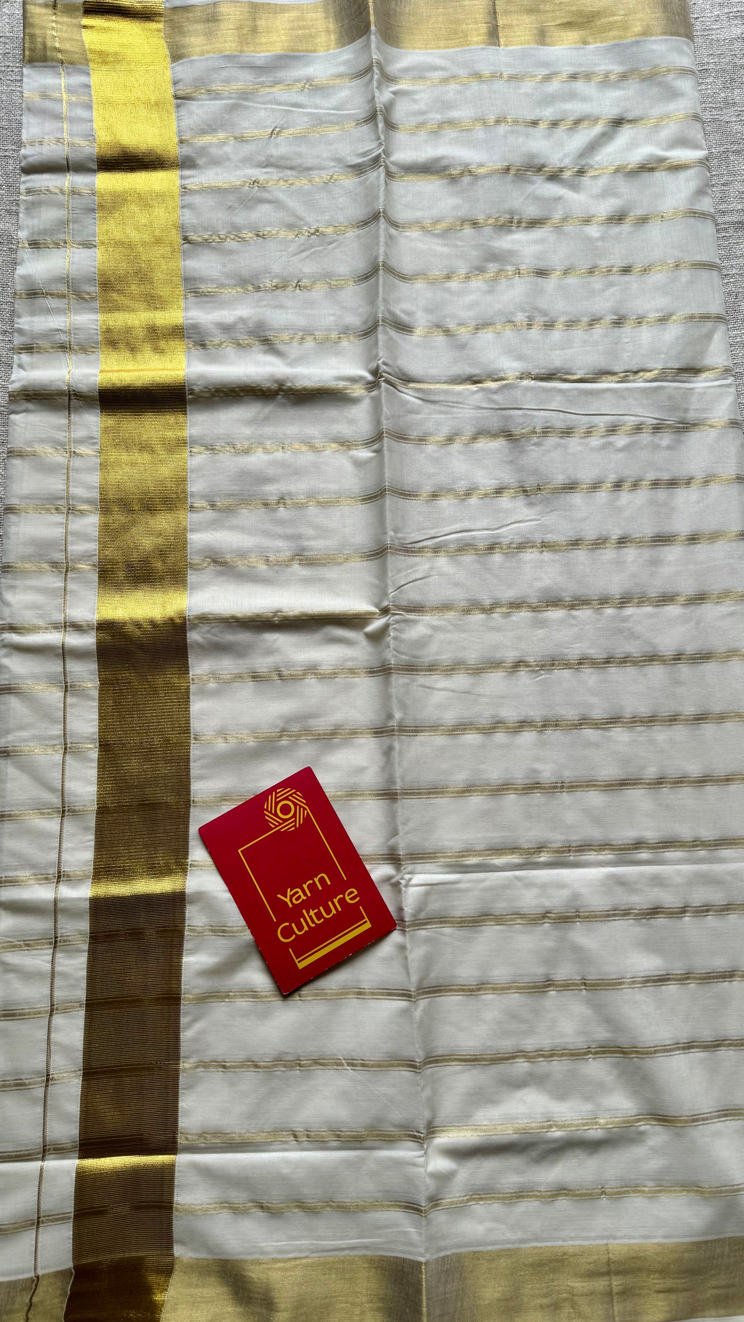 Ivory and gold stripes, kerala soft cotton - YCON25MC270