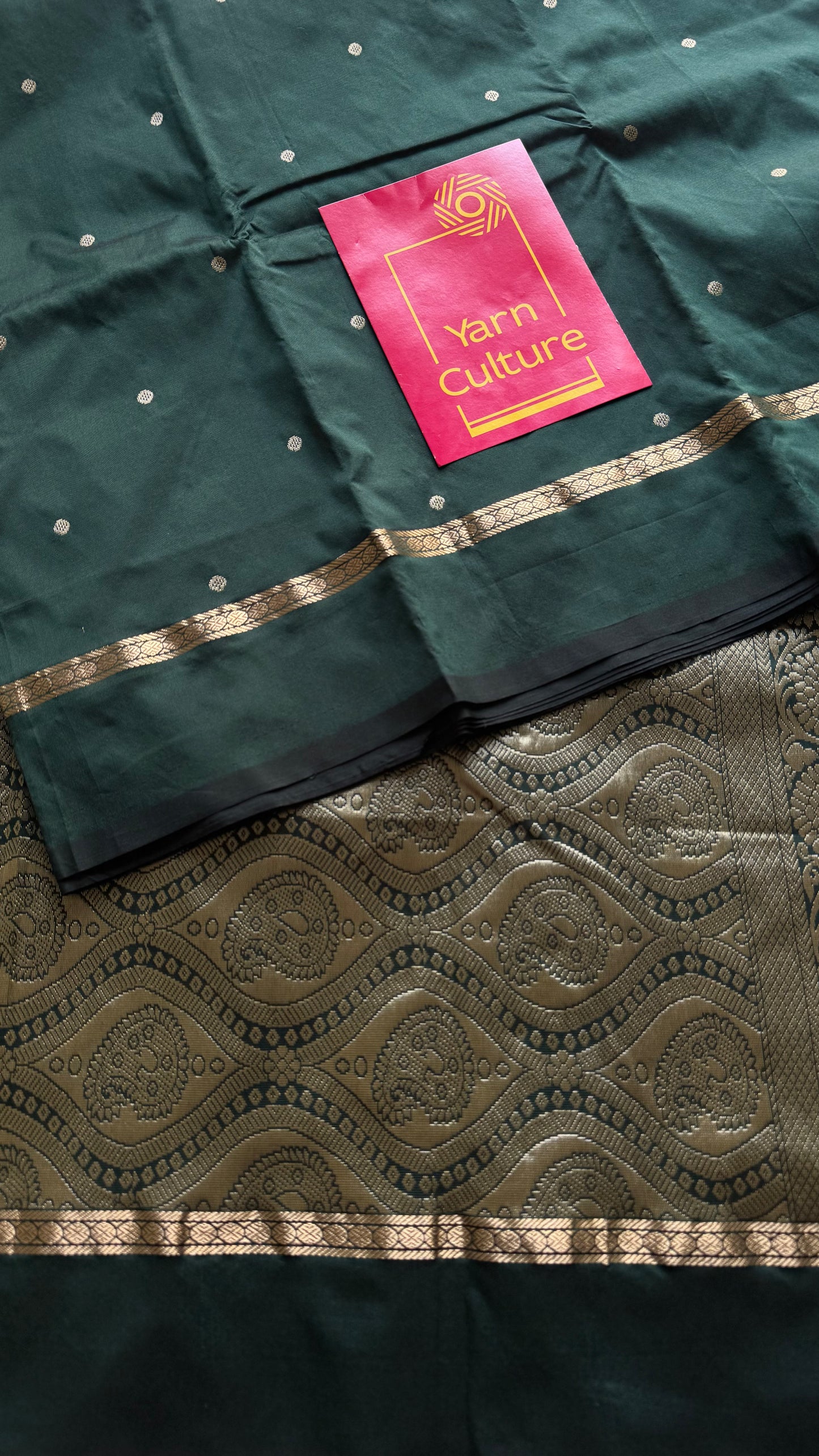 Dark green single zari line kanchi semi silk saree - YCSOKSSFE44