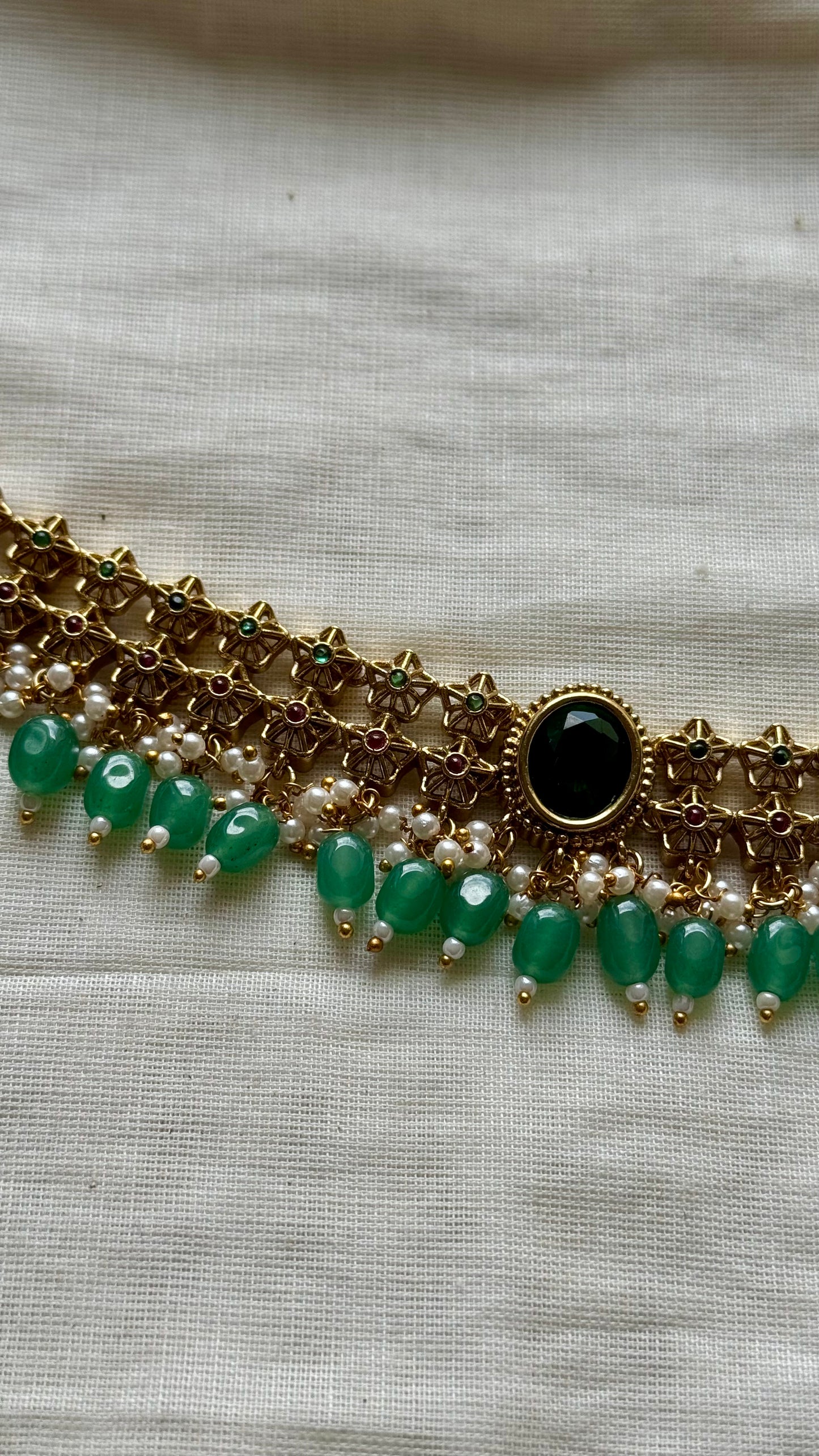Jadau kundan choker neckpiece with earrings - YCAGNP268