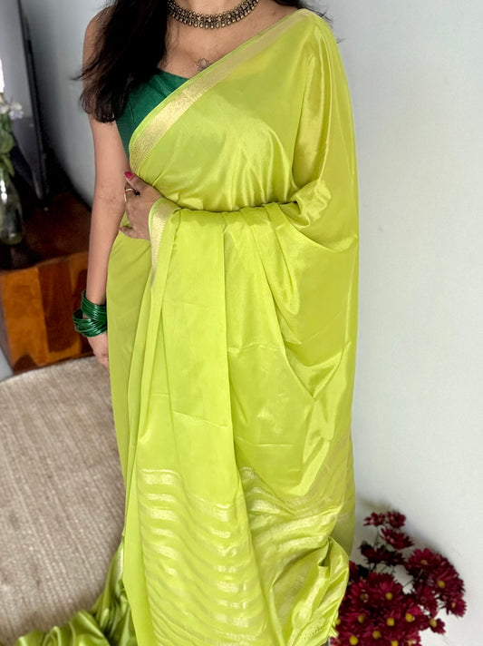 Lime green, Mysore semi crepe silk - YCDESE18
