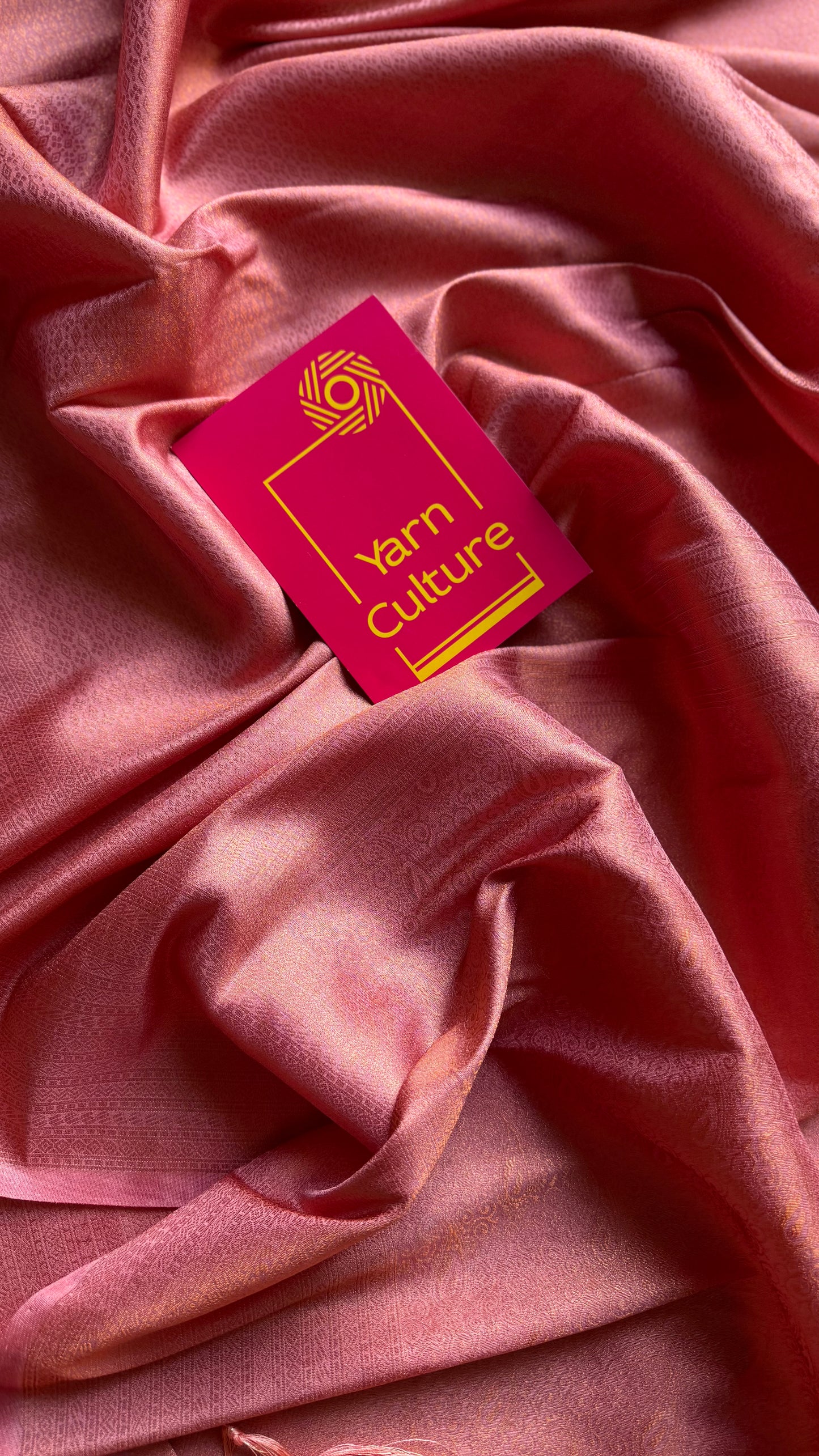 Peach, antique gold zari, semi -silk - YCDOSOCSS02