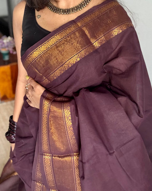 Brown kattuchayam dyed madurai soft cotton - YCCOTNSUDE139