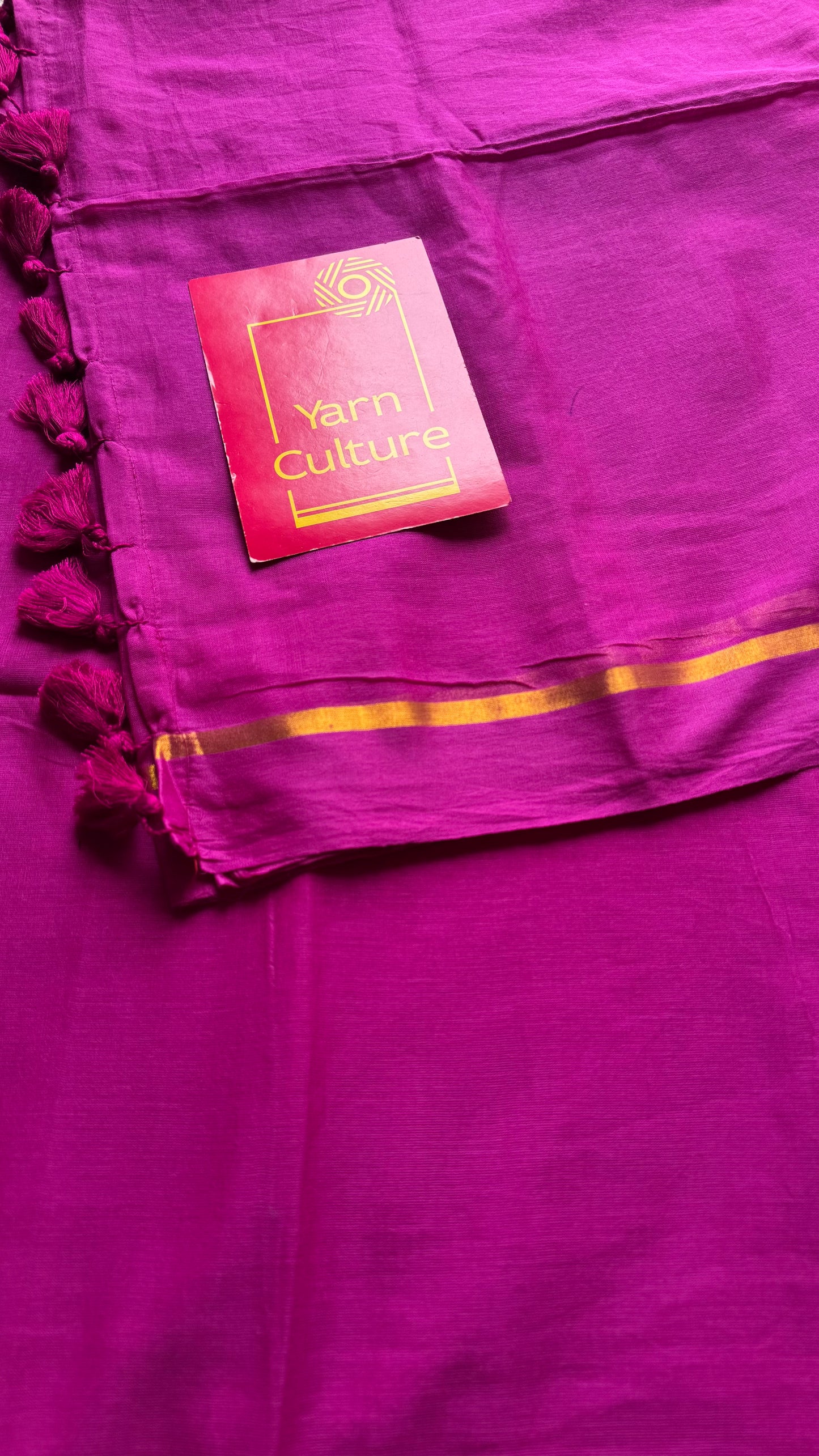 Purple pink mul, thin antique gold zari gap border - YCBCMCLSE39