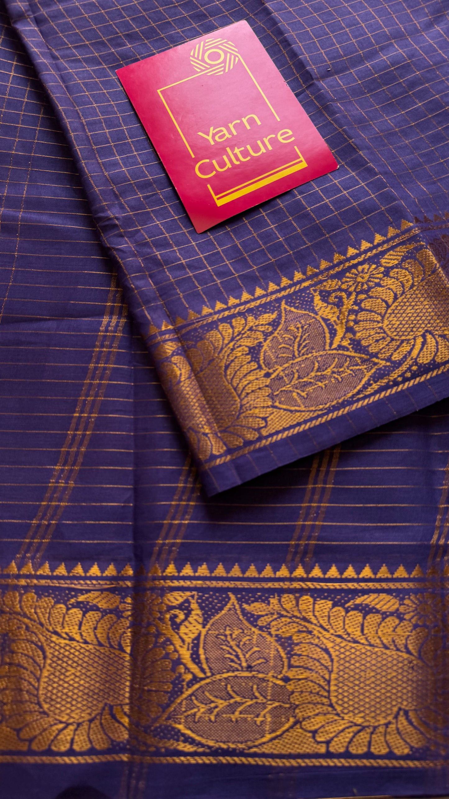 Purple zari checkered sungudi, kattuchayam dyed madurai cotton - YCCOTNMSAP118