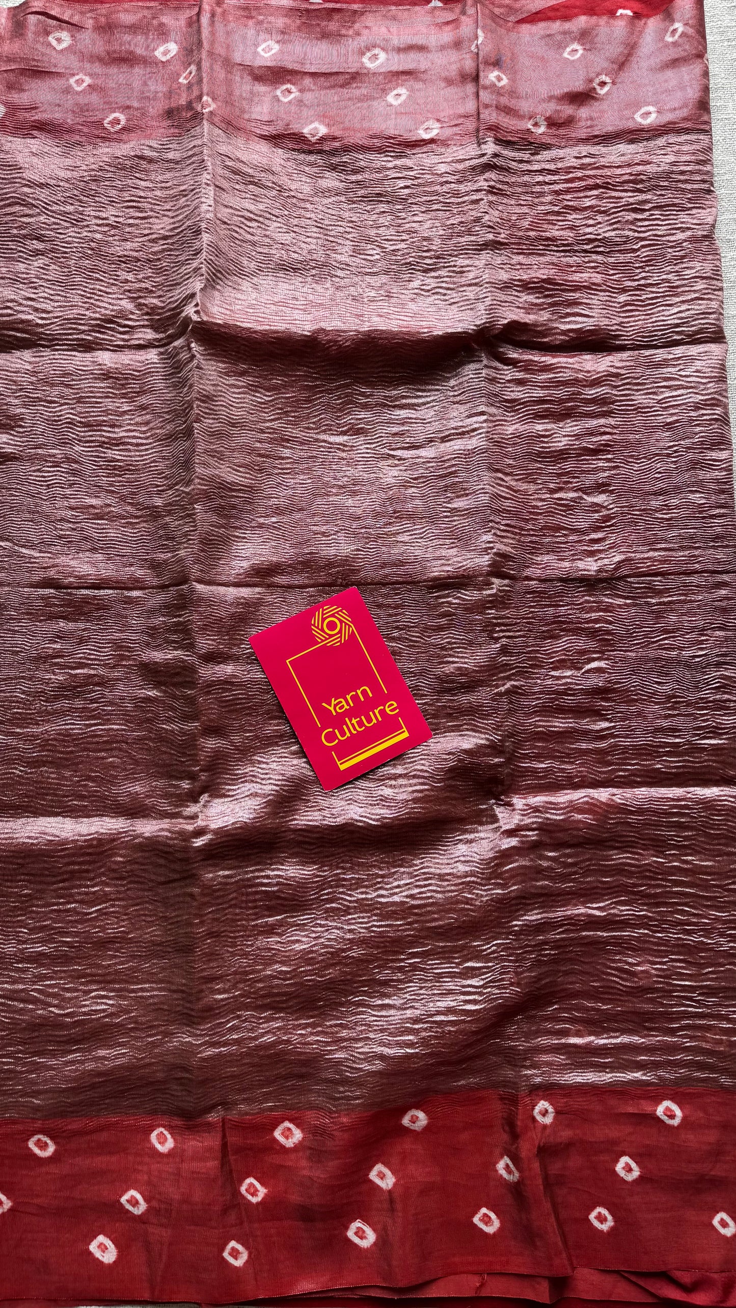 Reddish brown in crushed tissue, with bandhni borders in art silk - YCBLFE21