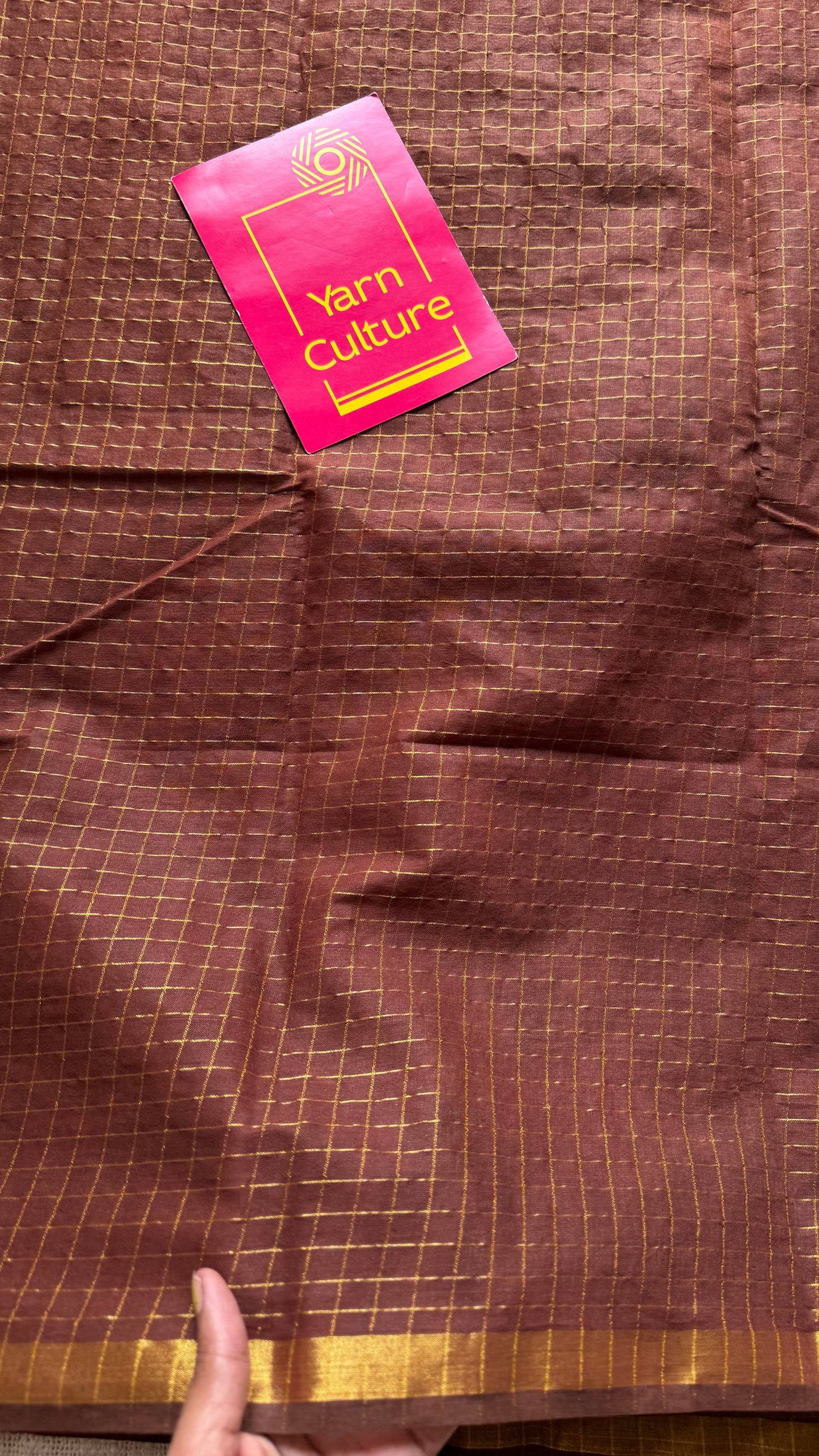 Brown mini kattam kattuchayam dyed madurai cotton saree - YCCOTNMSFE343