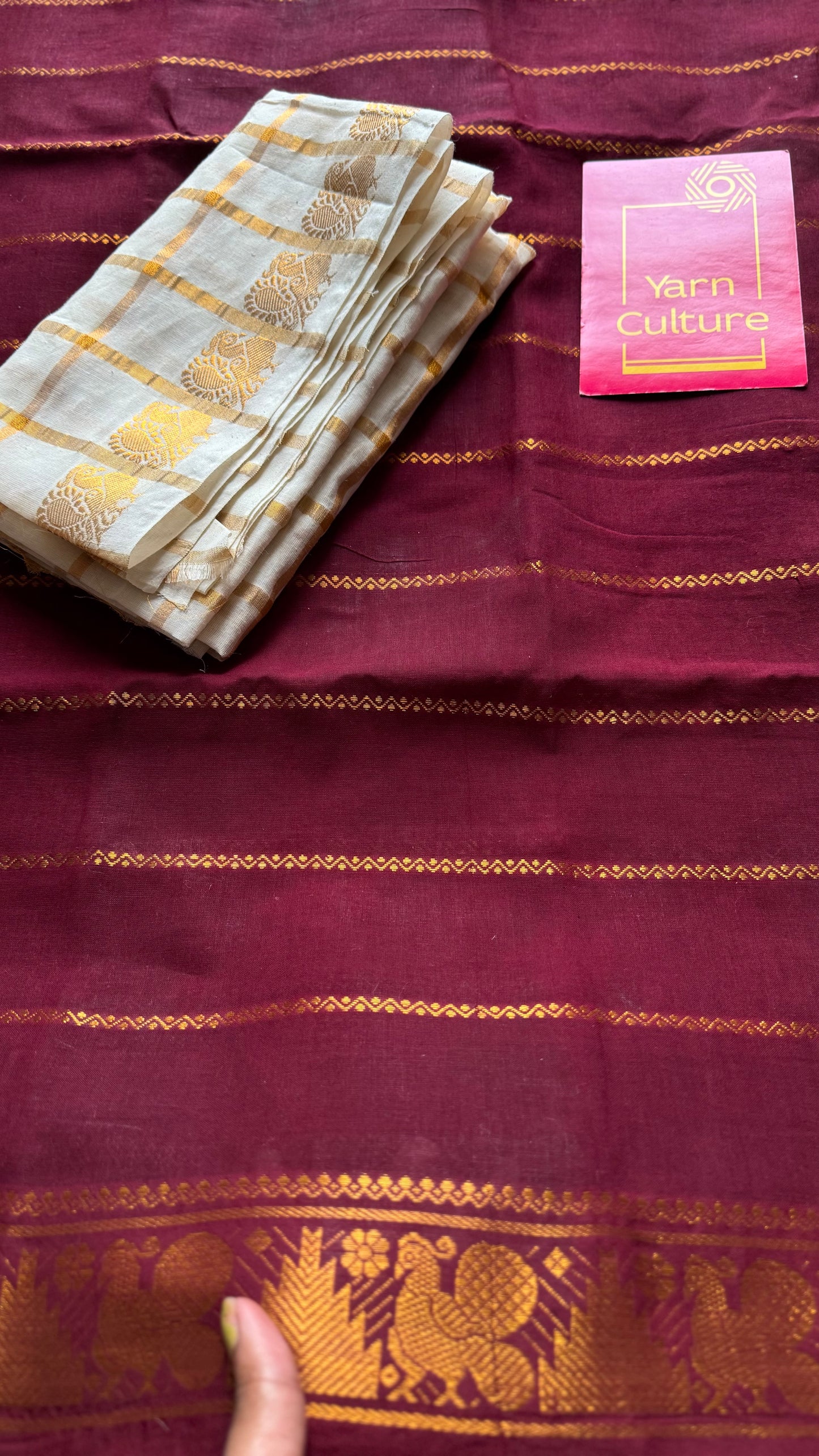 Maroon veldhaari, kattuchayam dyed, madurai cotton - YCCOTNSEMS86