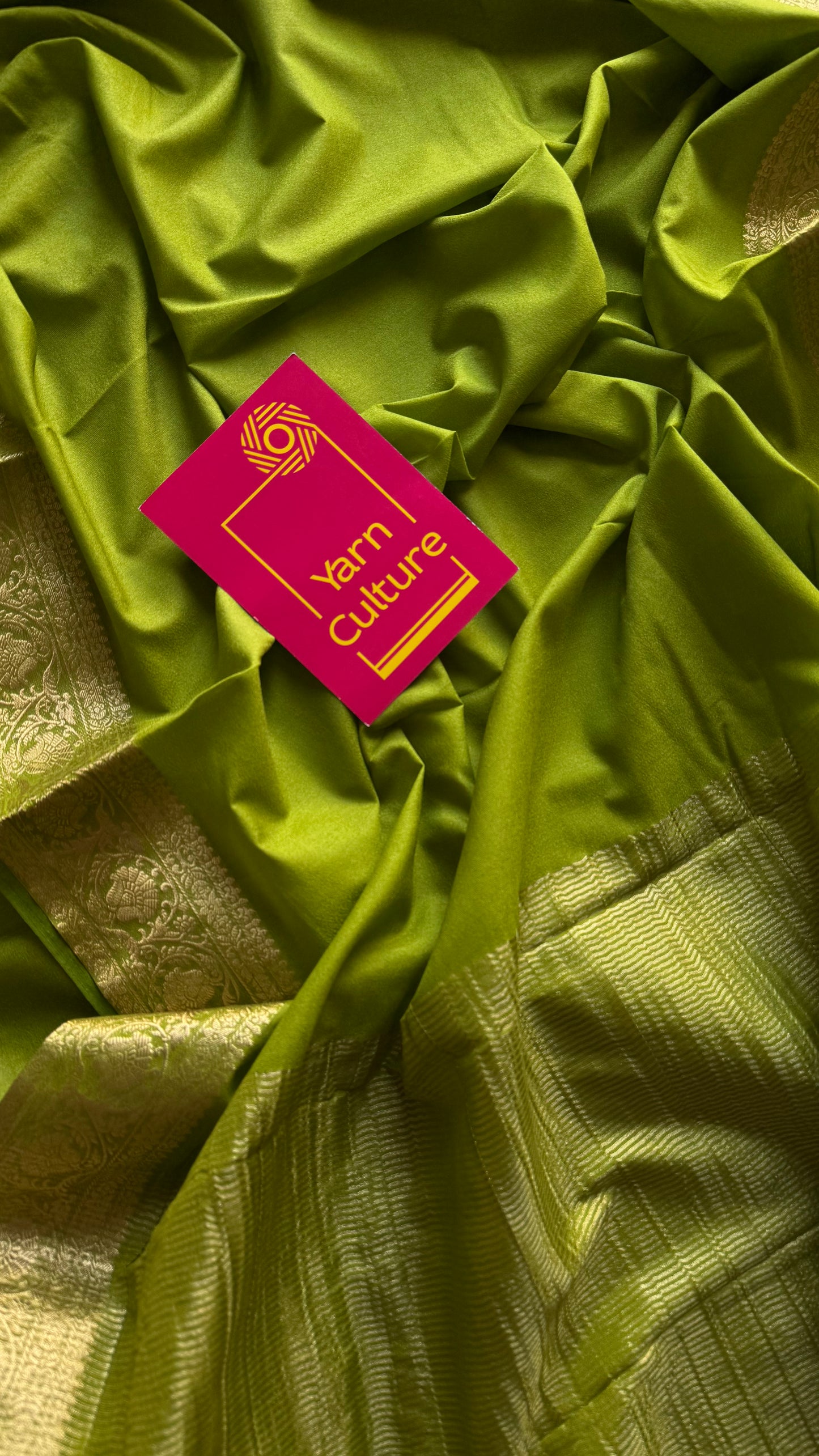 Lime green Mysore semi crepe silk saree - YCLOKFE243