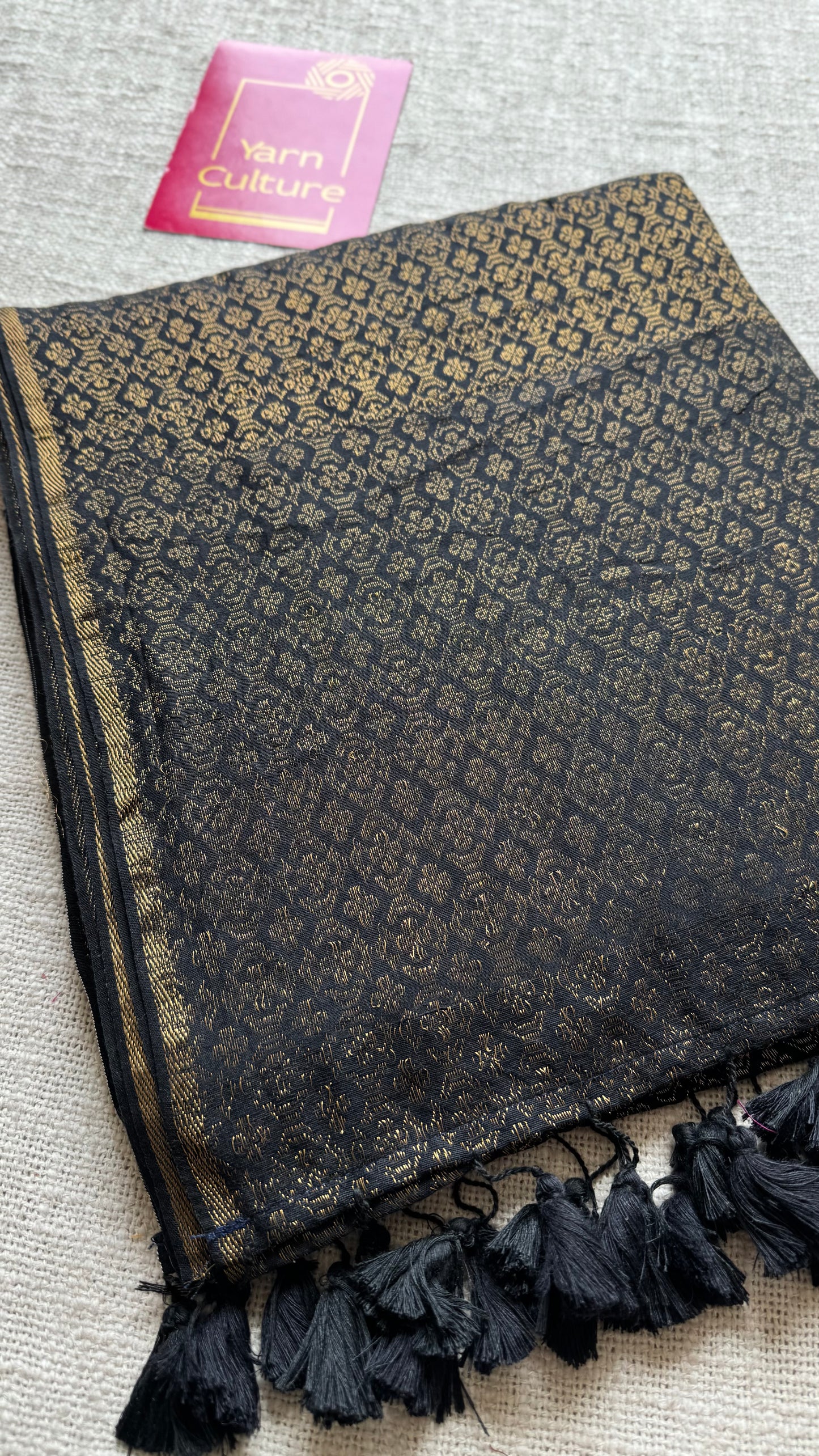 Black and gold brocade pattern in mul - YCBCFEJUBM12