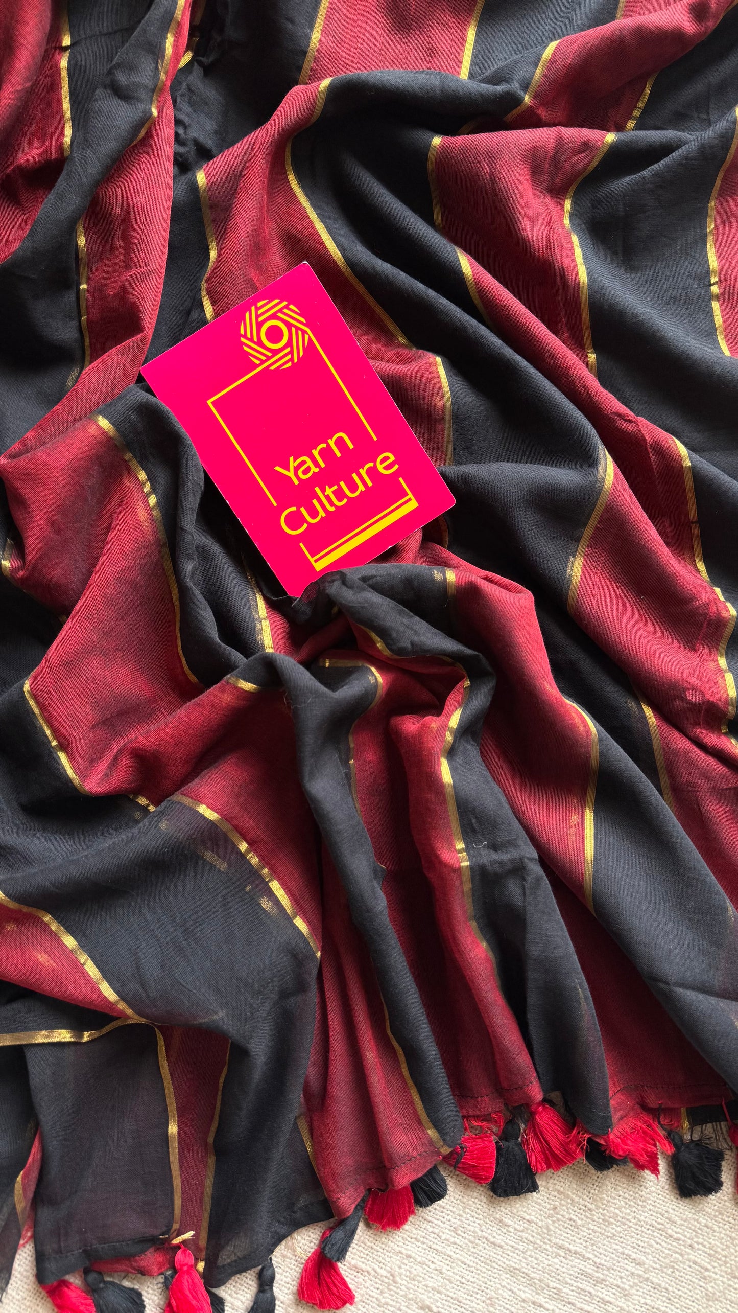 Maroon, black mul with gold multicoloured broad stripes - YCBCMCLSE24
