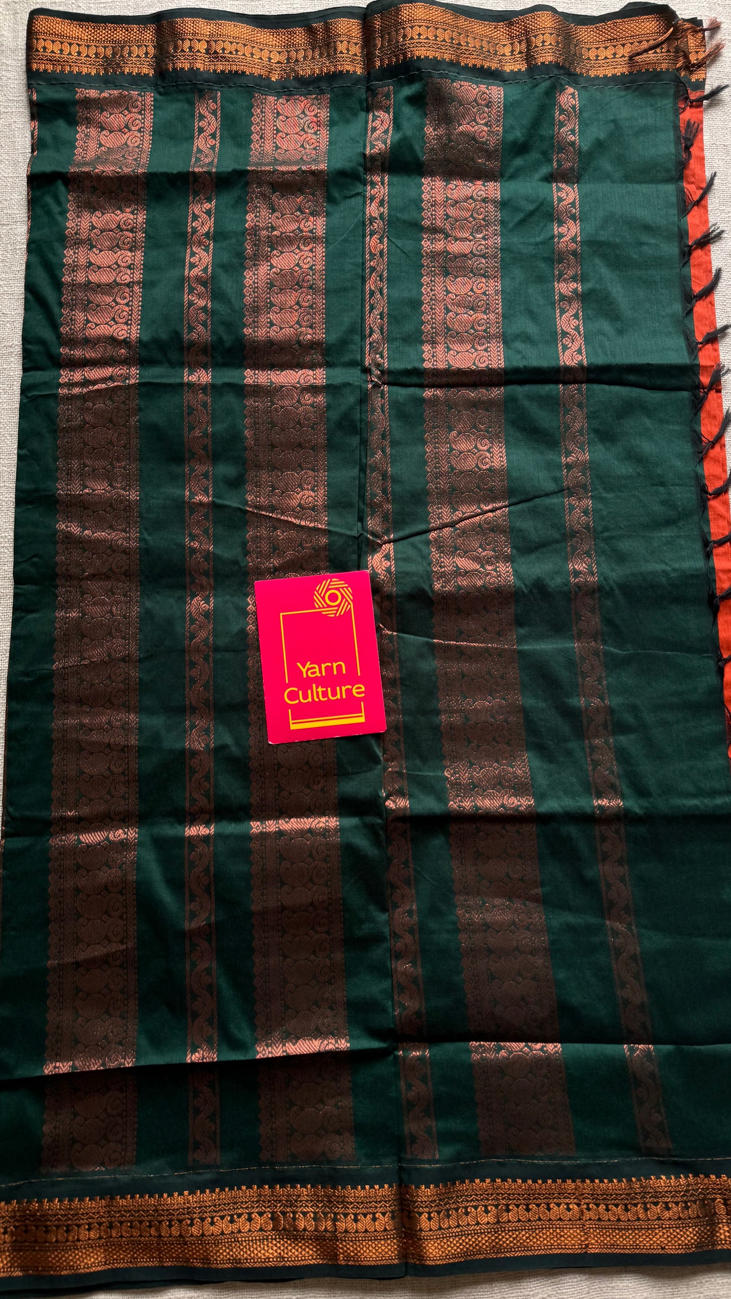 Orange with dark green - cotton silk - YCCOTNSEKCS04