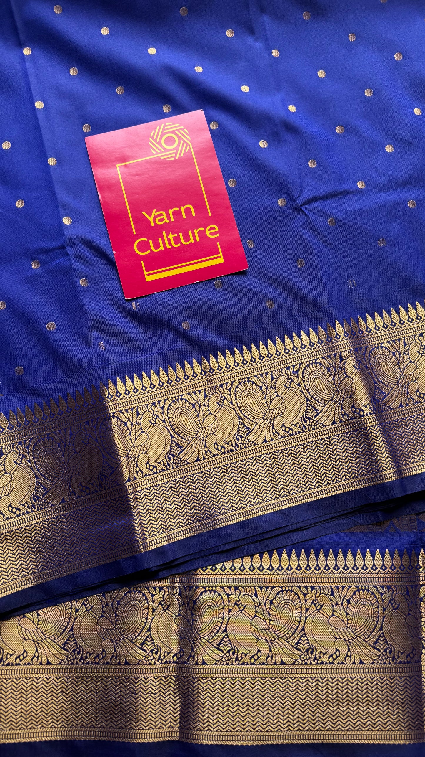 Thousand gold buttas, royal blue, semi-silk - YCCOTNAUSS60