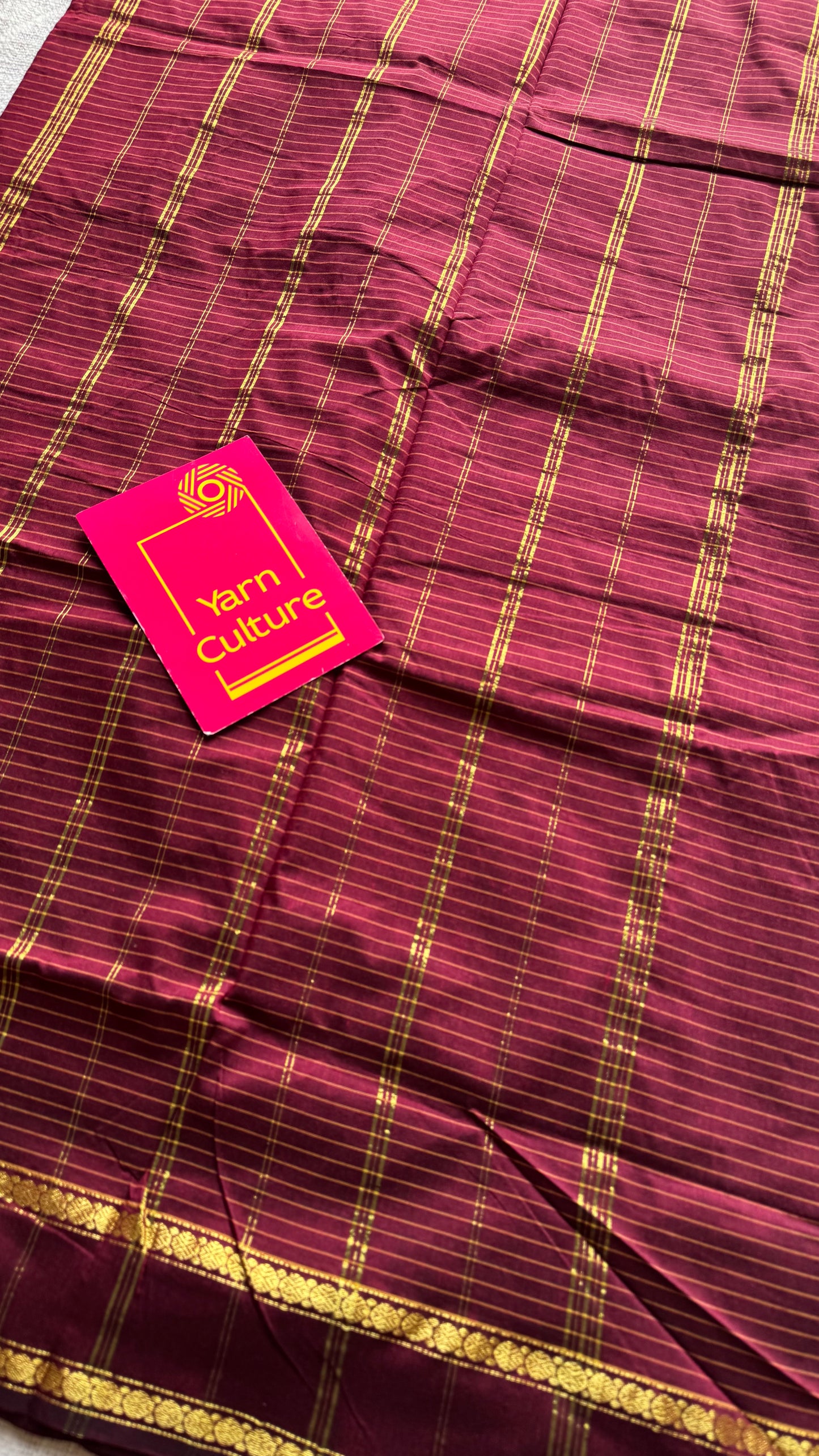 Maroonish brown, arani checks, cotton silk - YCCOTNOCAR07
