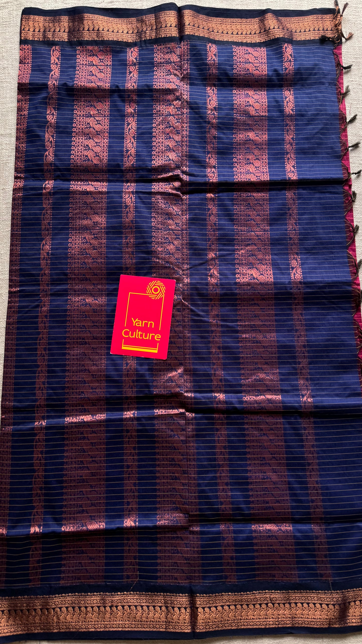 Dark pink with dark blue, checks - cotton silk - YCCOTNSEKCS12
