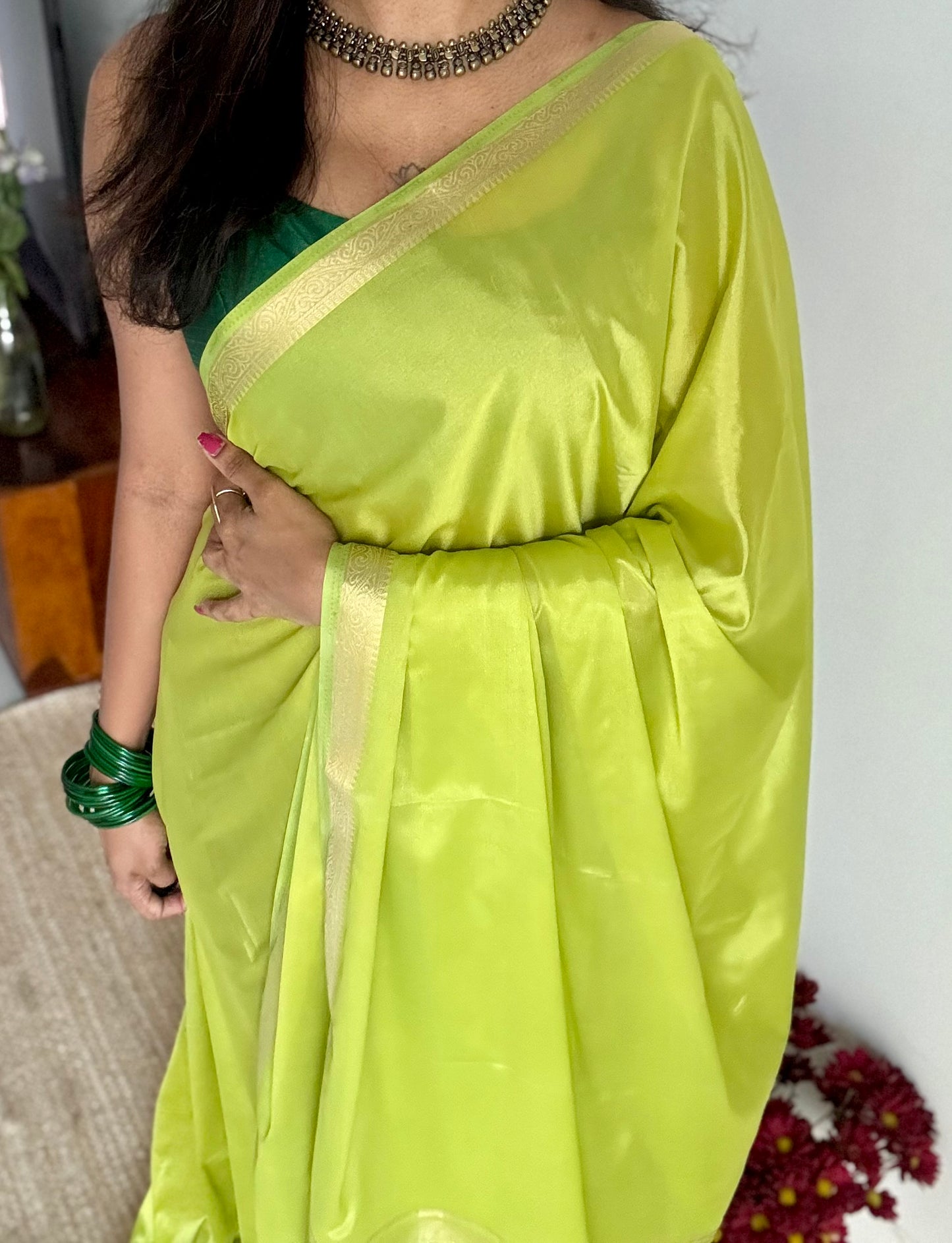 Lime green, Mysore semi-silk - YCDESE18
