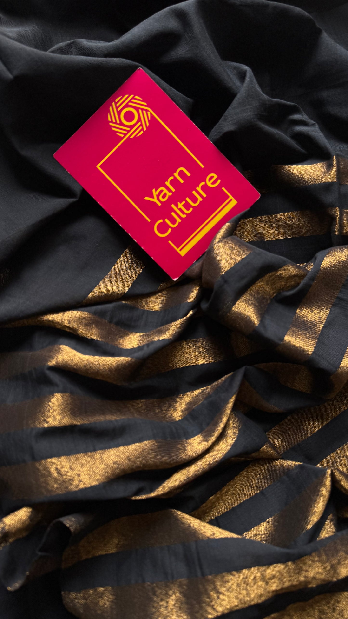 Black khadi with antique gold pallu - YCBCKZPSE01