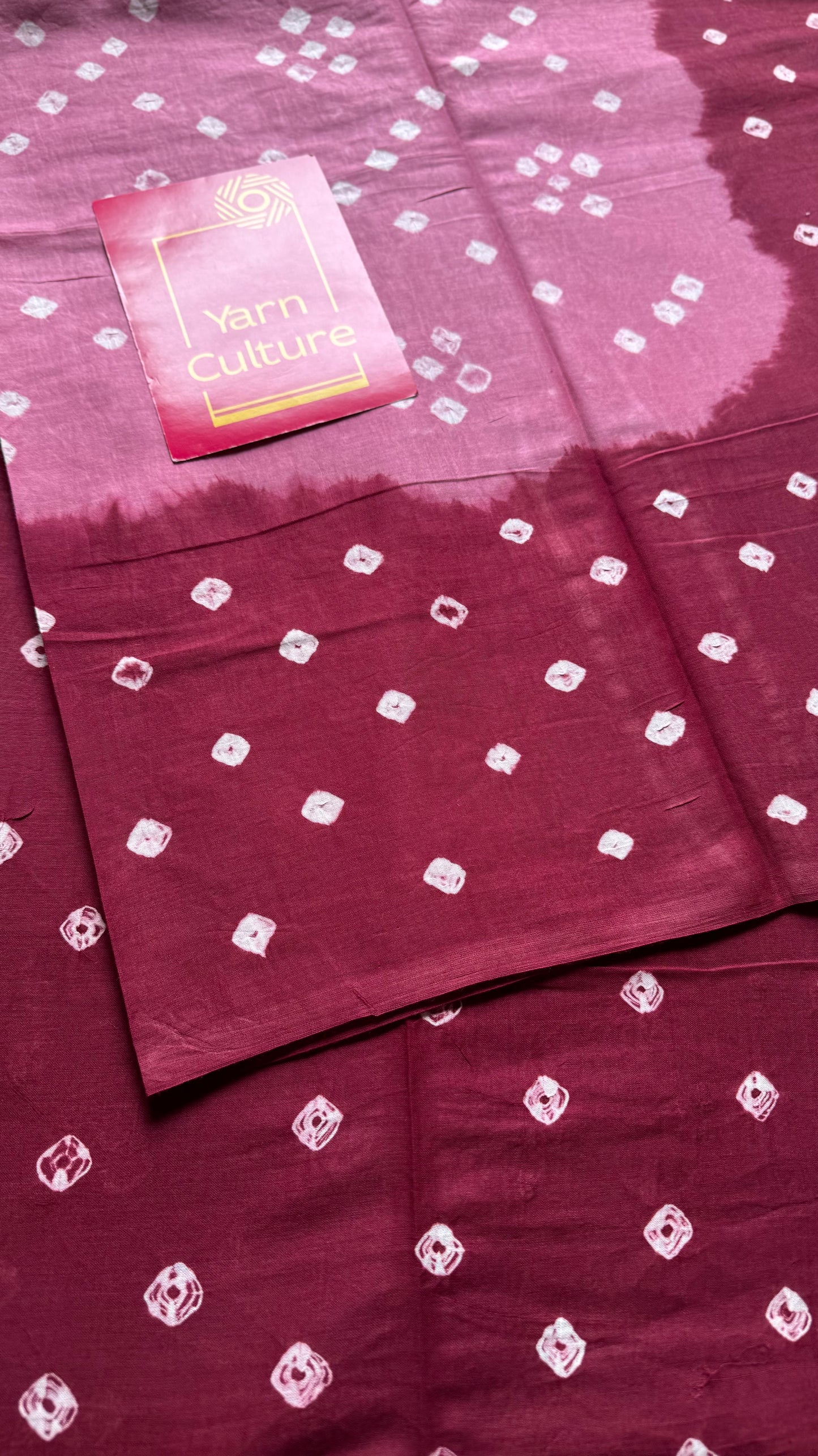 Pink with maroon Sungudi/Bandhani, soft cotton - YCCOTNSEMS79