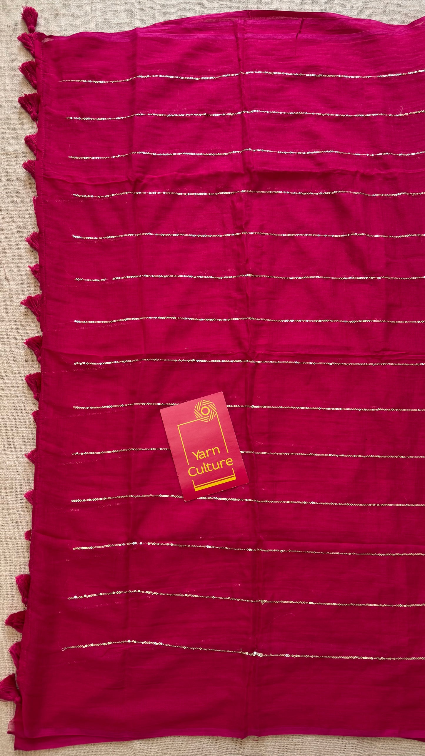 Ruby pink mul with silver sequins - YCBCMCLSE56