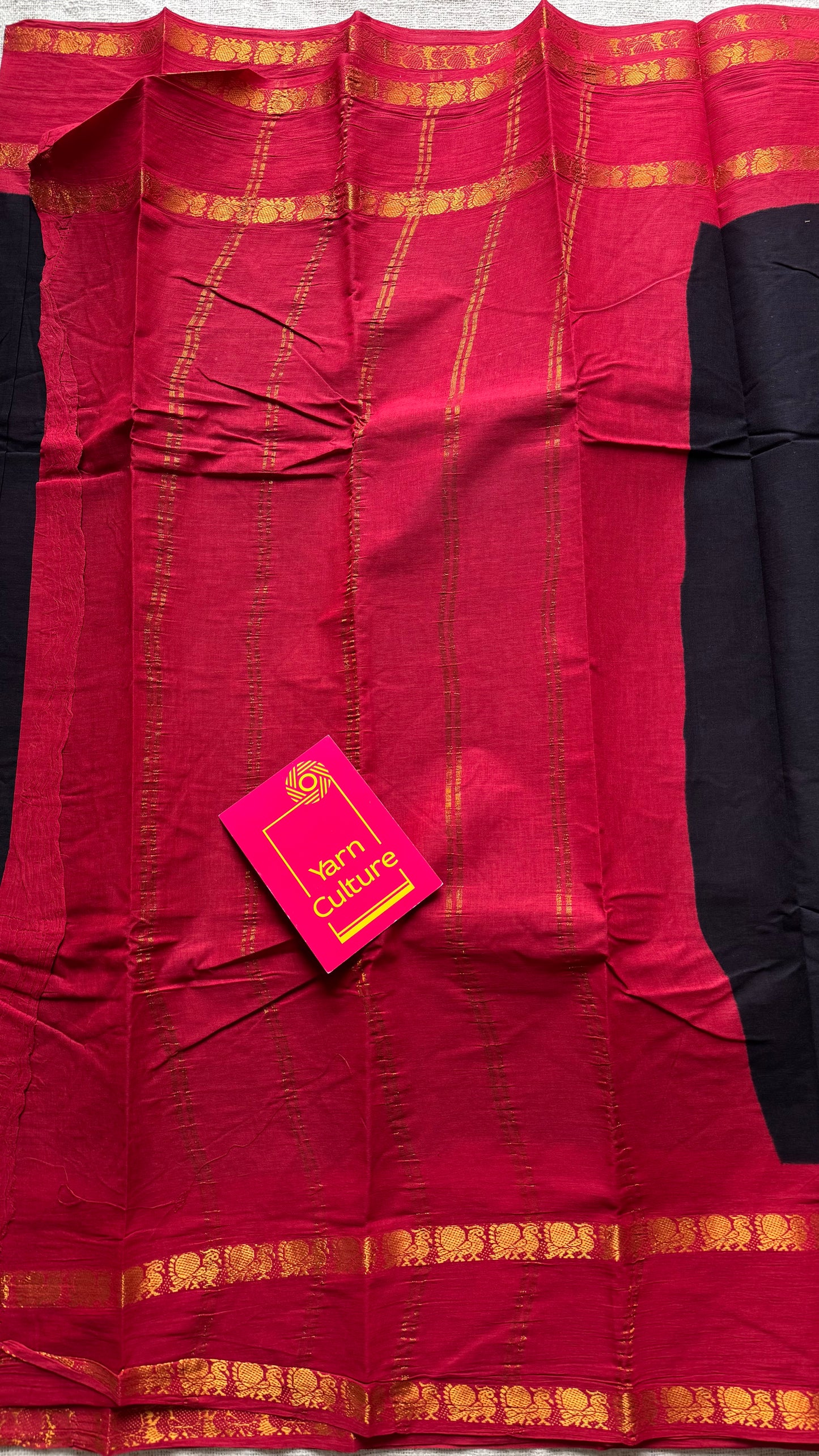 Black with red, rettaipettu sungudi, soft cotton - YCCOTNJSUN05
