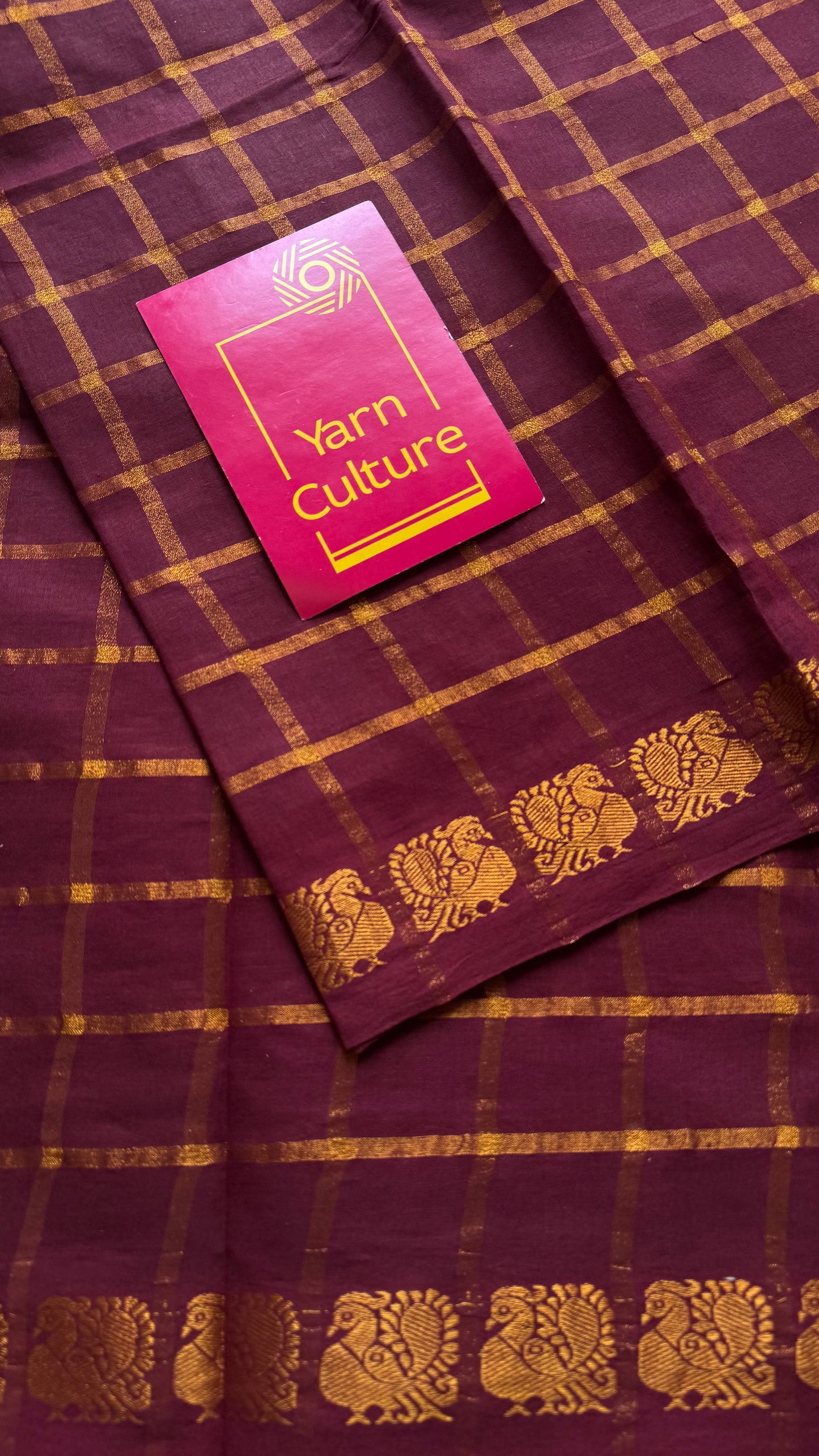 Maroon pavithra kattam kattuchayam dyed madurai cotton saree - YCCOTNMSAP207