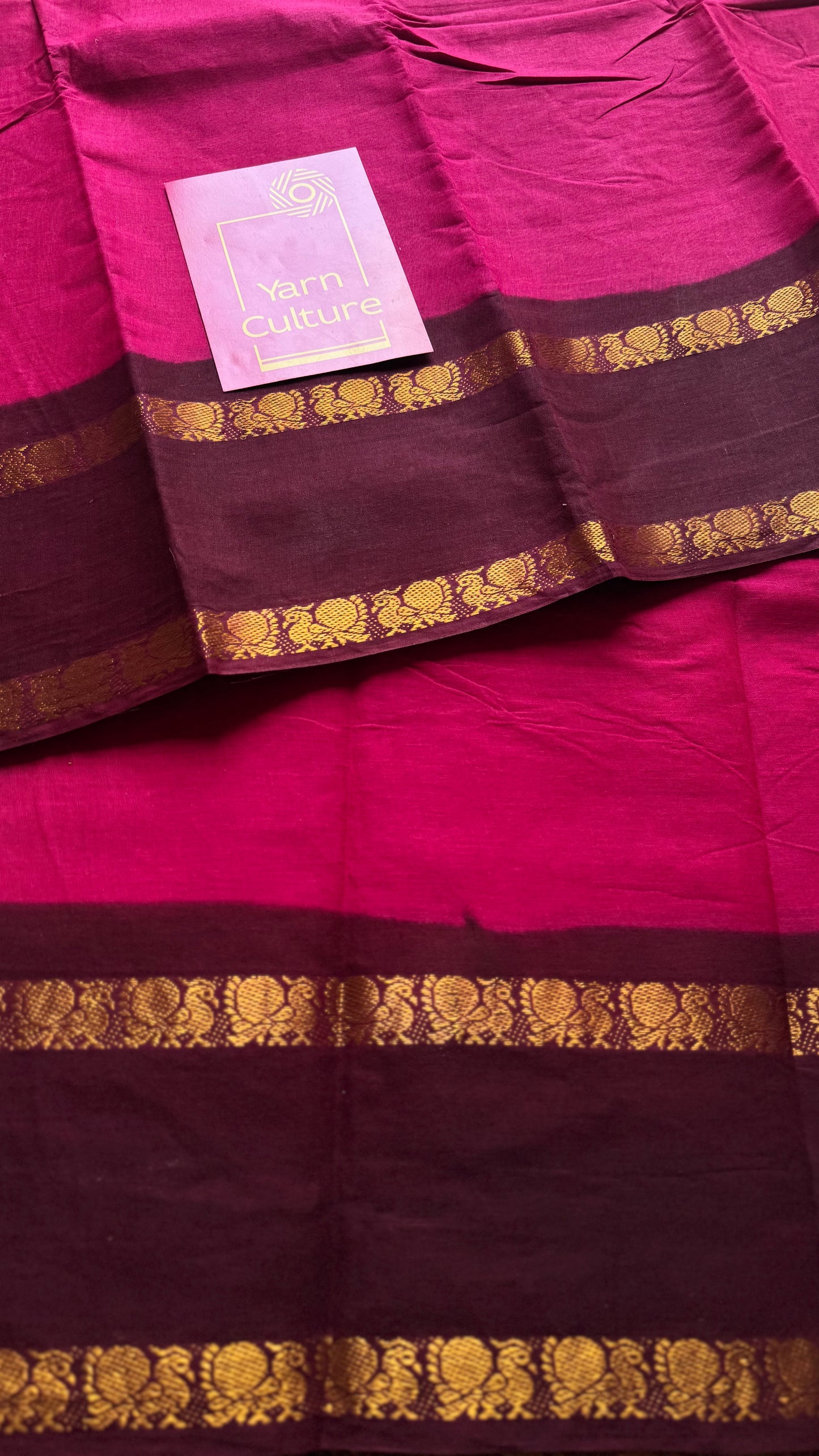 Dark pink with dark maroon sungudi, kattuchayam dyed, madurai cotton - YCCOTNOCSC14