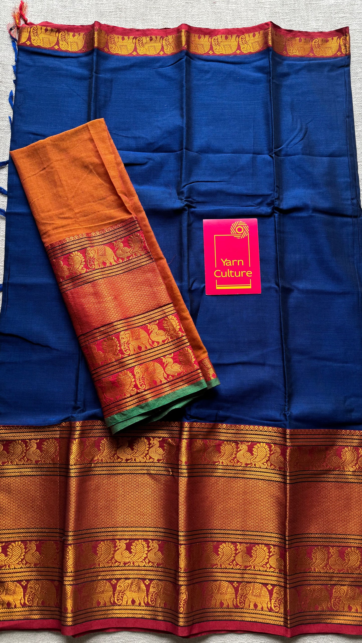 Blue with broad zari border, premium narayanpet, soft cotton - YCWOTDFEBB08
