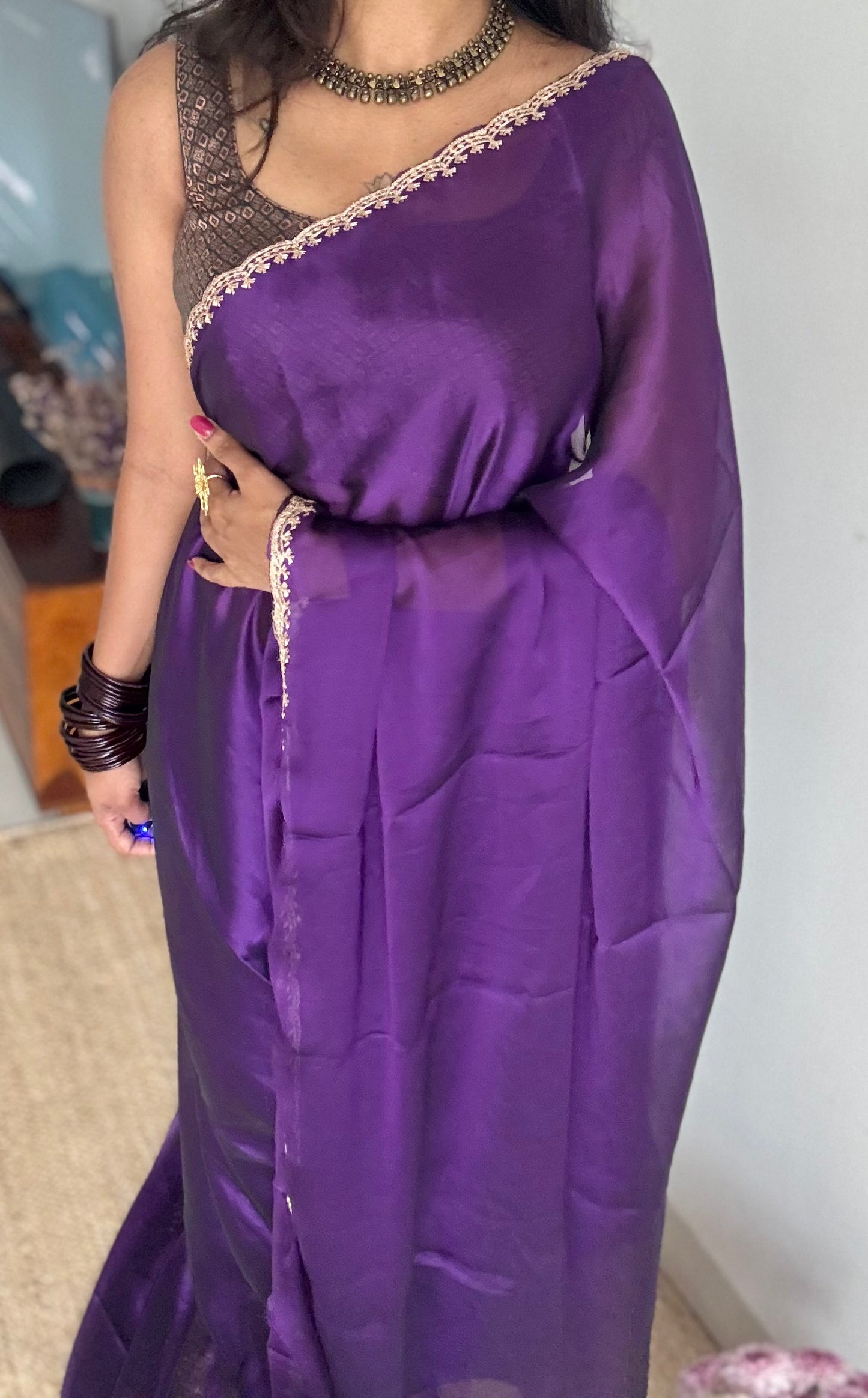 Pallavi : Purple chiffon with embroidery - YCDOSJULCF02