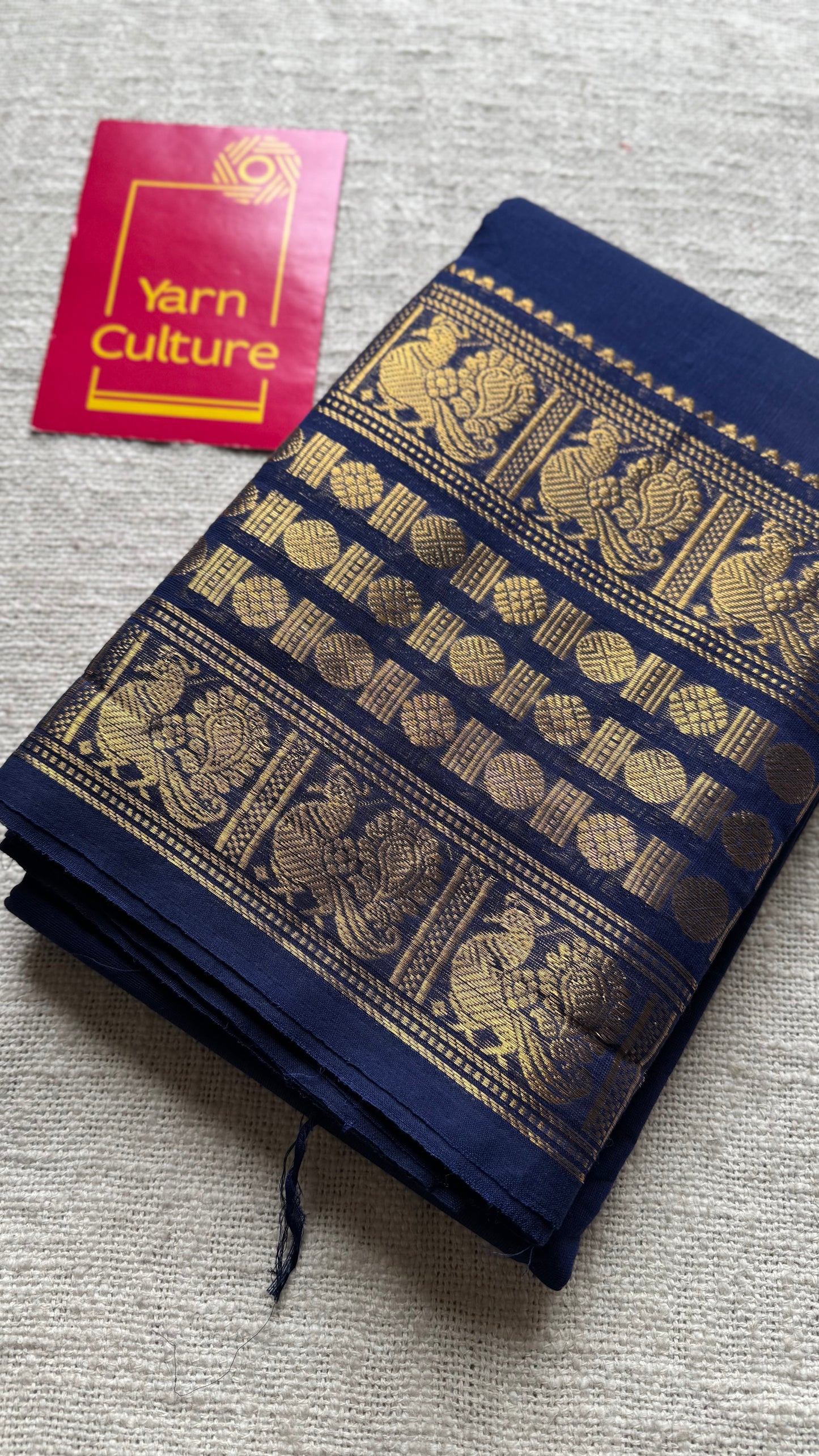 Dark blue with single side broad zari border, chettinad cotton - YCCOTNAUC55
