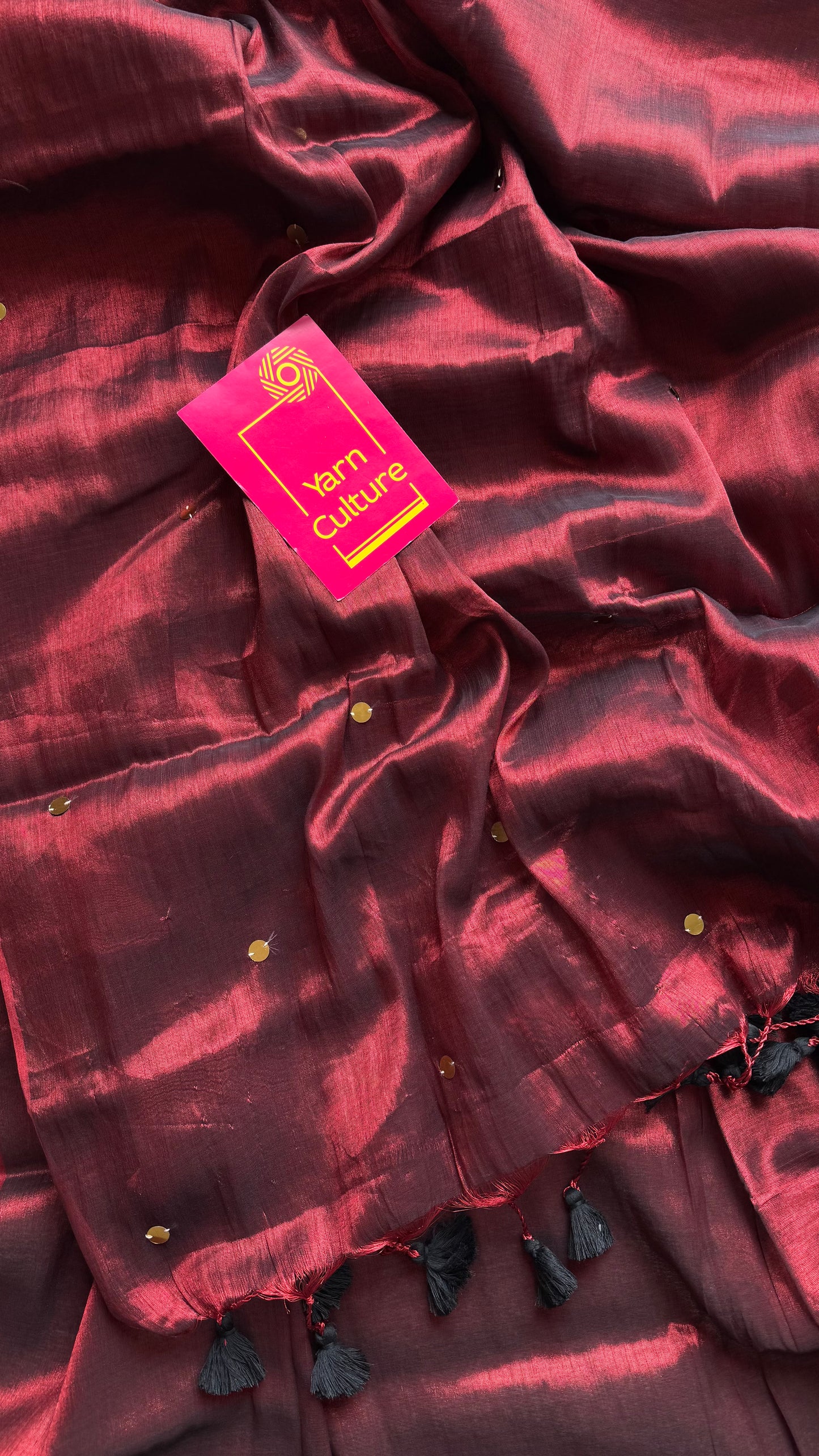 Maroon, gold sequins, soft mul tissue - YCBCFEMCM31