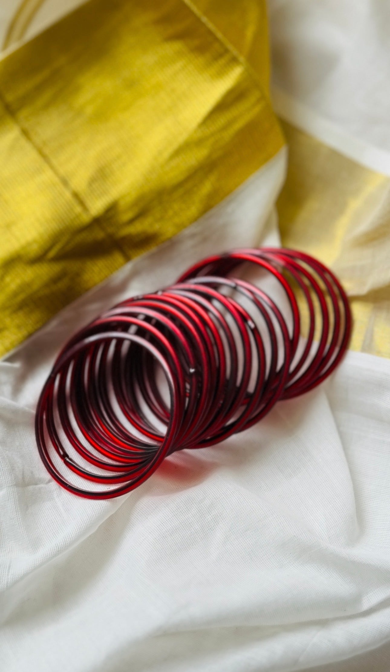 Maroon glossy glass bangles, set of 12 - YCBANGL838