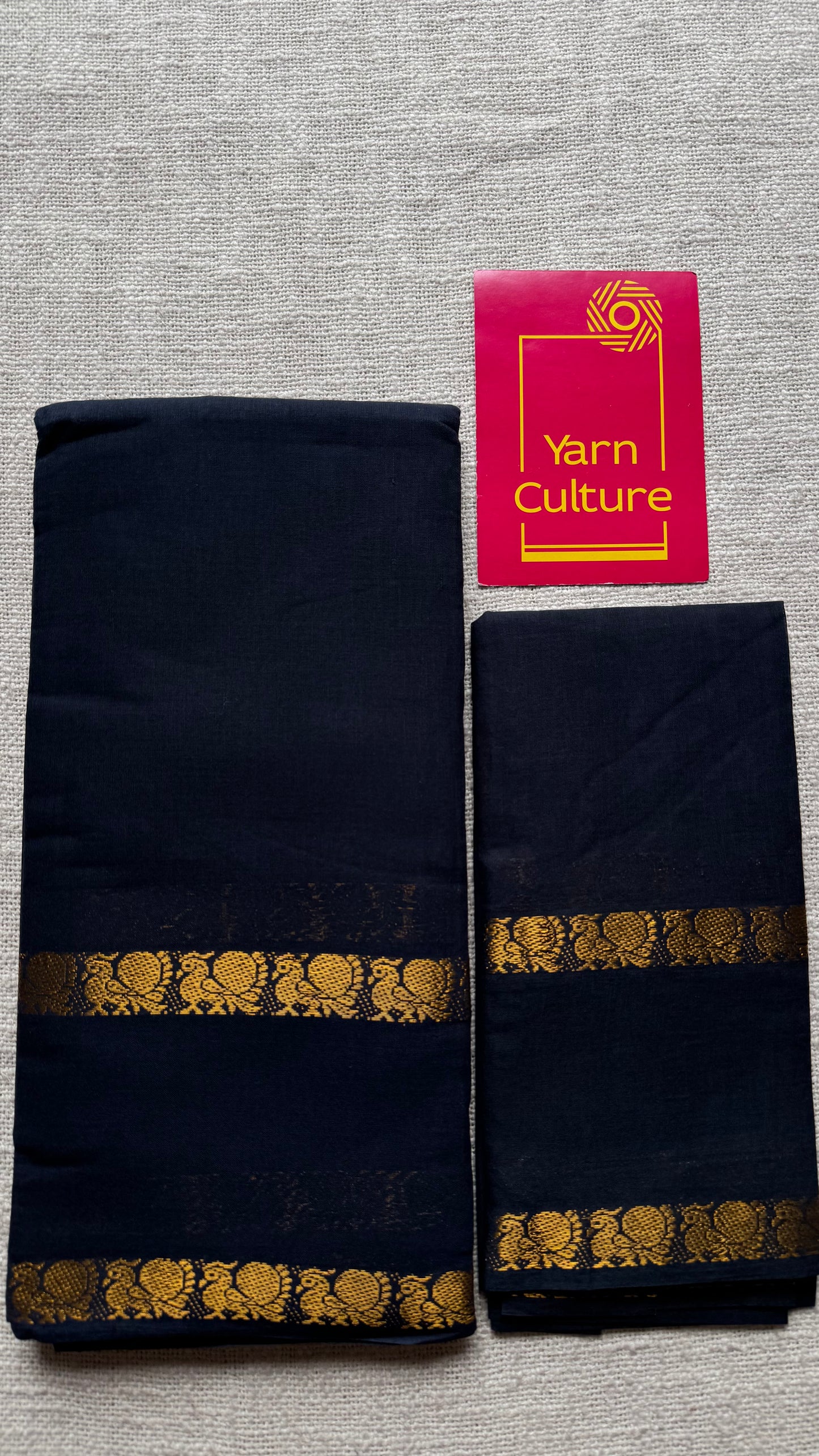 Black rettaipettu peacock double border - madurai kattuchayam - YCCOTNSEMS31