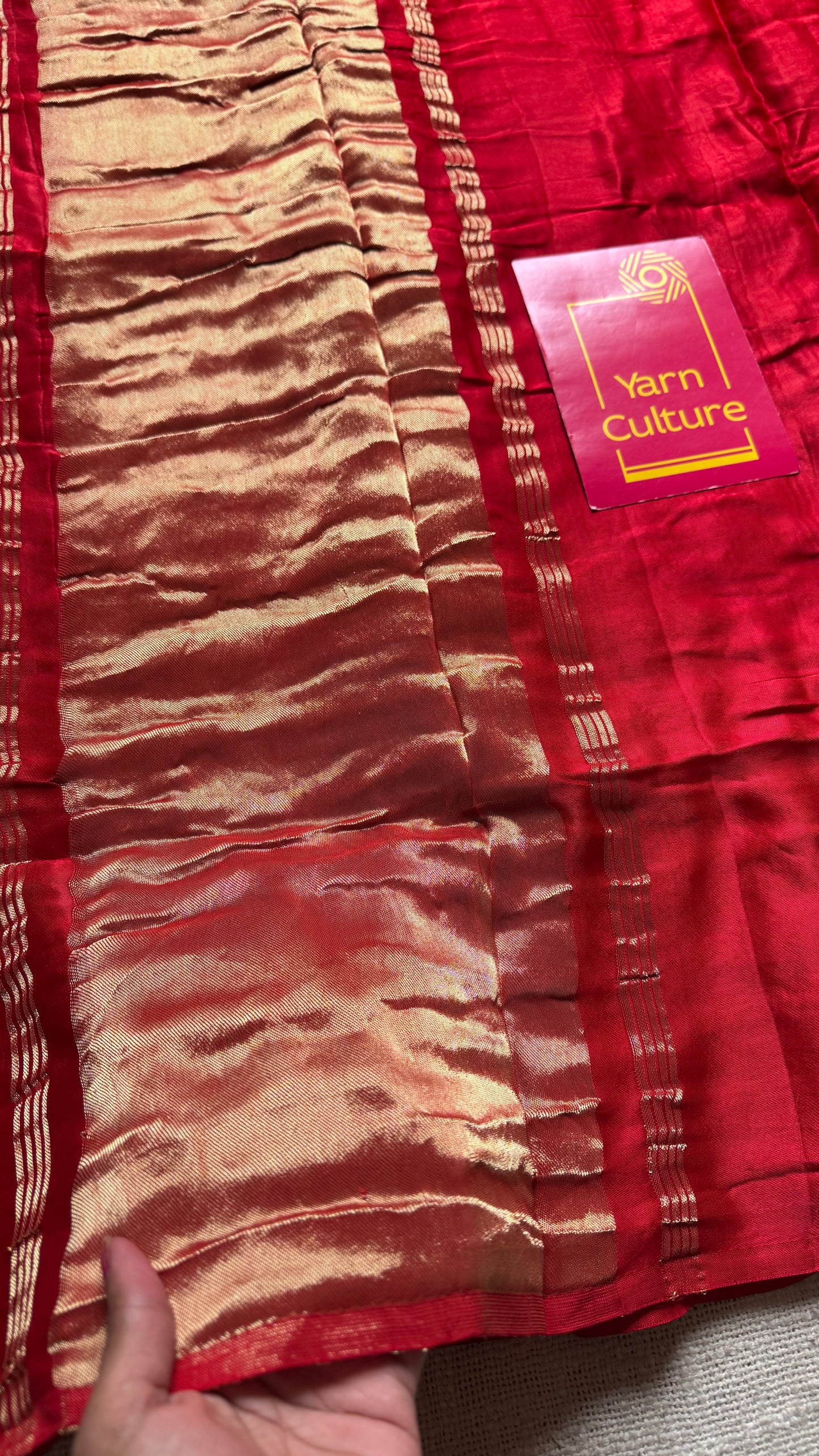 Red Modal Silk with Lagadi patta (gold pallu) - YCDESE24
