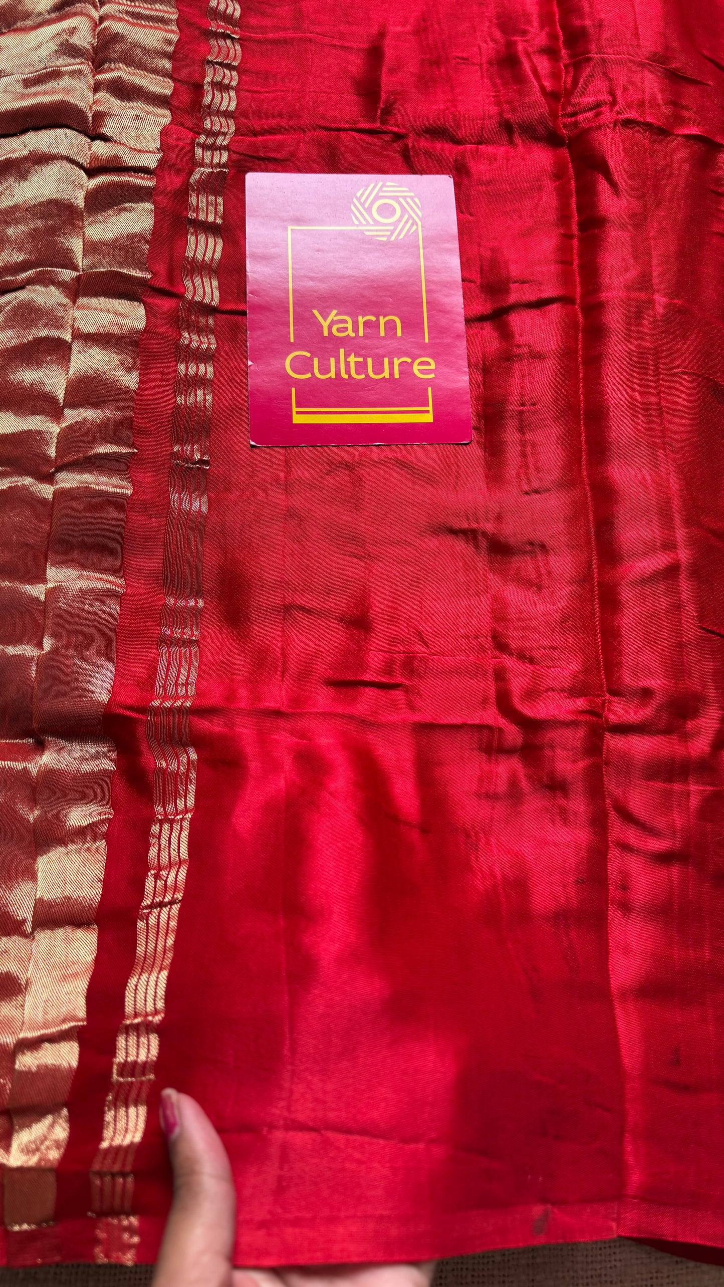 Red Modal Silk with Lagadi patta (gold pallu) - YCDESE24