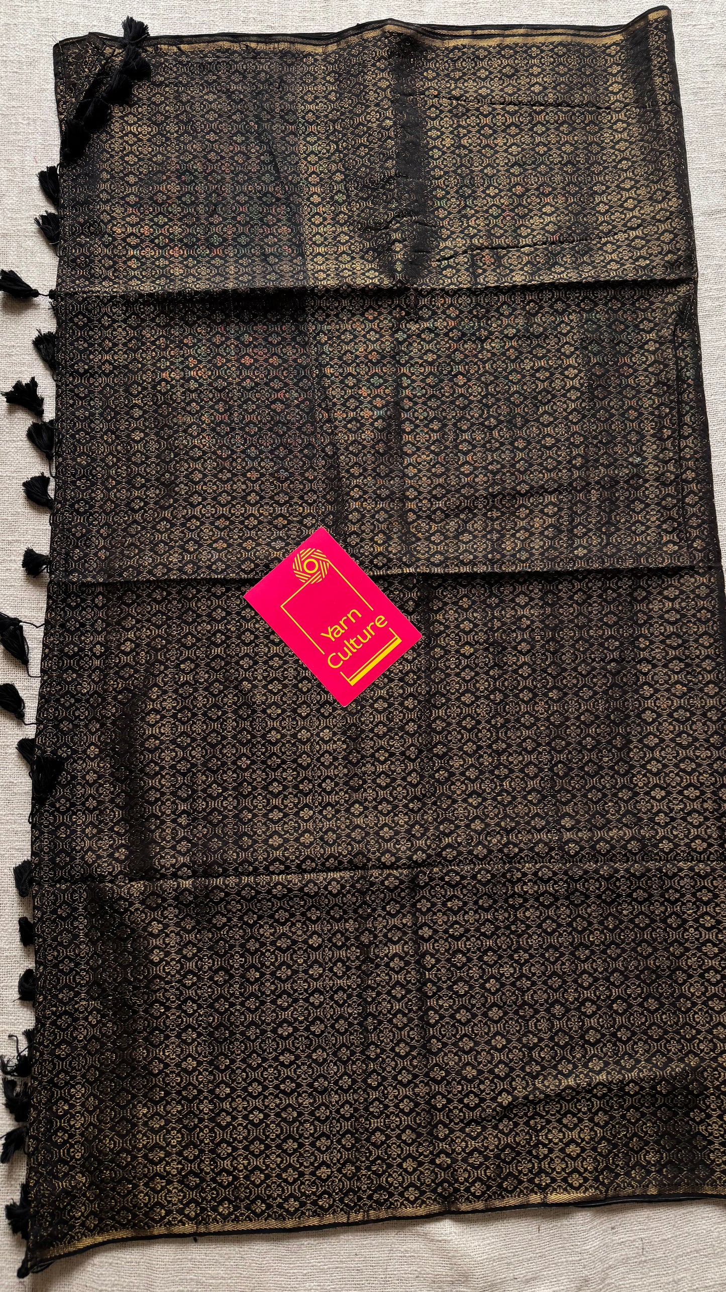 Black and gold brocade pattern in mul - YCBCFEJUBM12