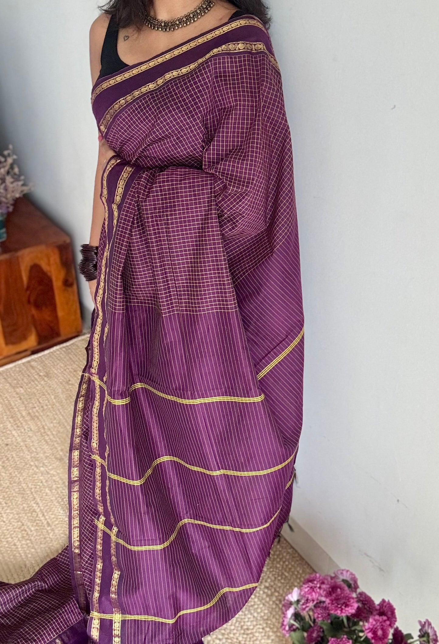 Jamun, arani checks, cotton silk - YCCOTNA07