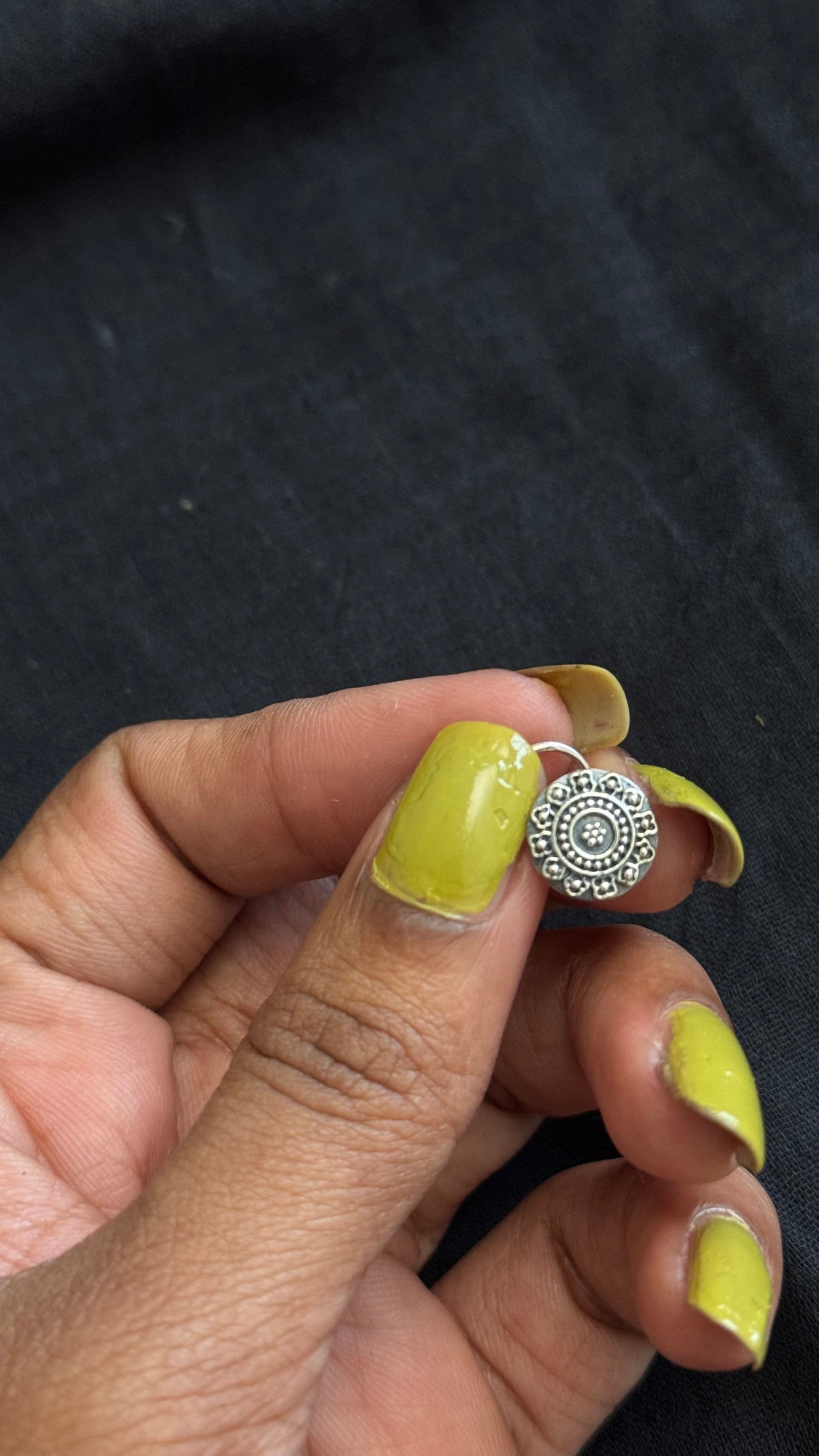 Round nose pin, intricate pattern in pure silver - YCNPP22