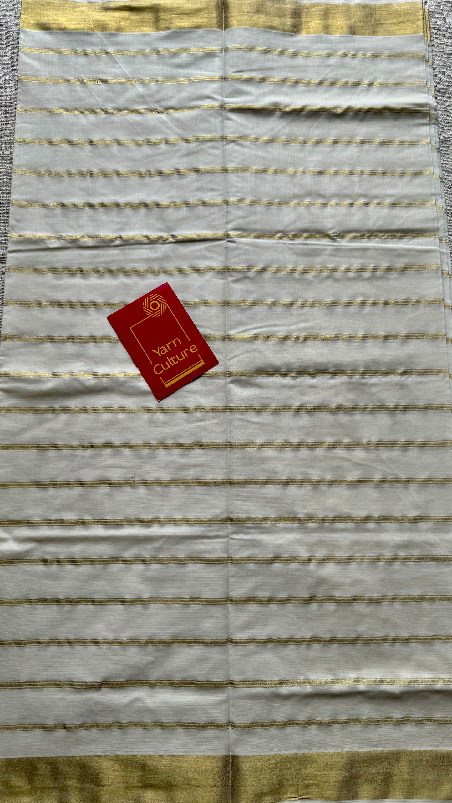Ivory and gold stripes, kerala soft cotton - YCON25MC270